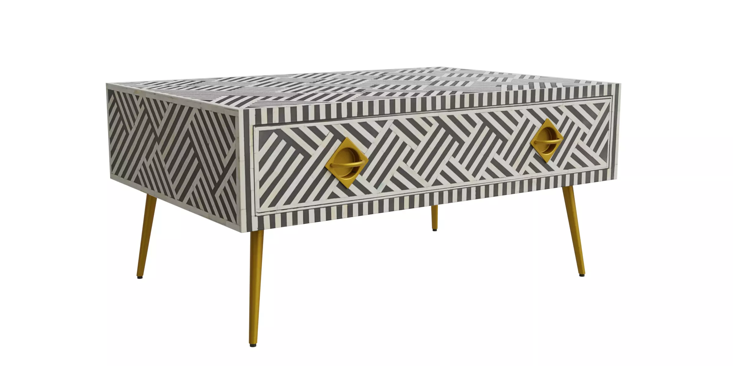 Black Stripe Coffee Table Low-poly 3D model_0