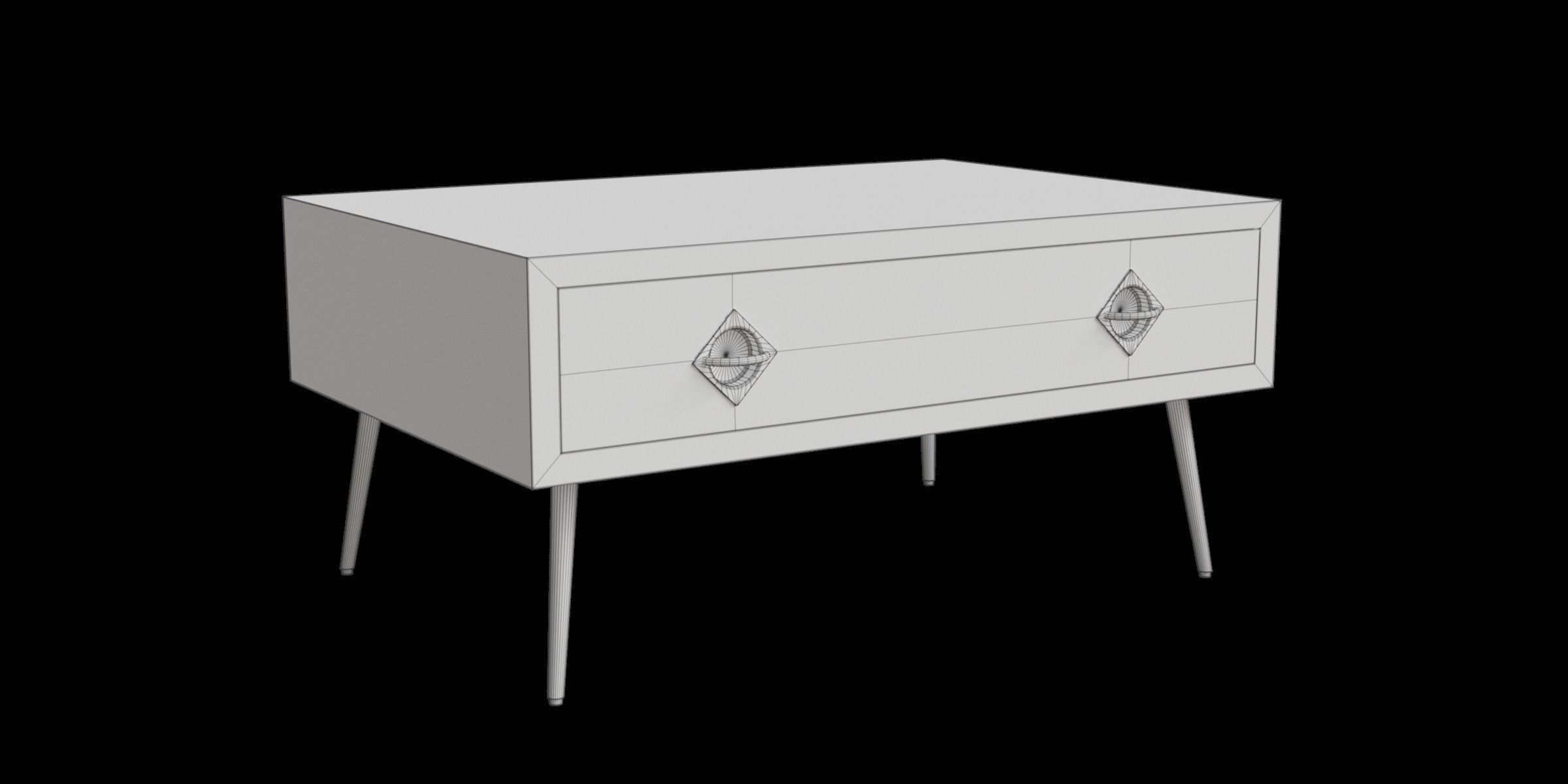 Black Stripe Coffee Table Low-poly 3D model_2
