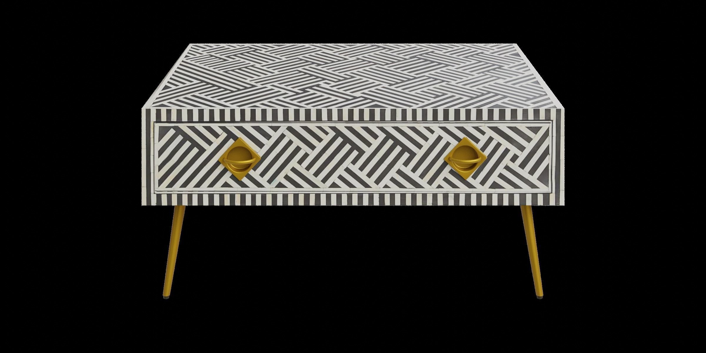 Black Stripe Coffee Table Low-poly 3D model_8