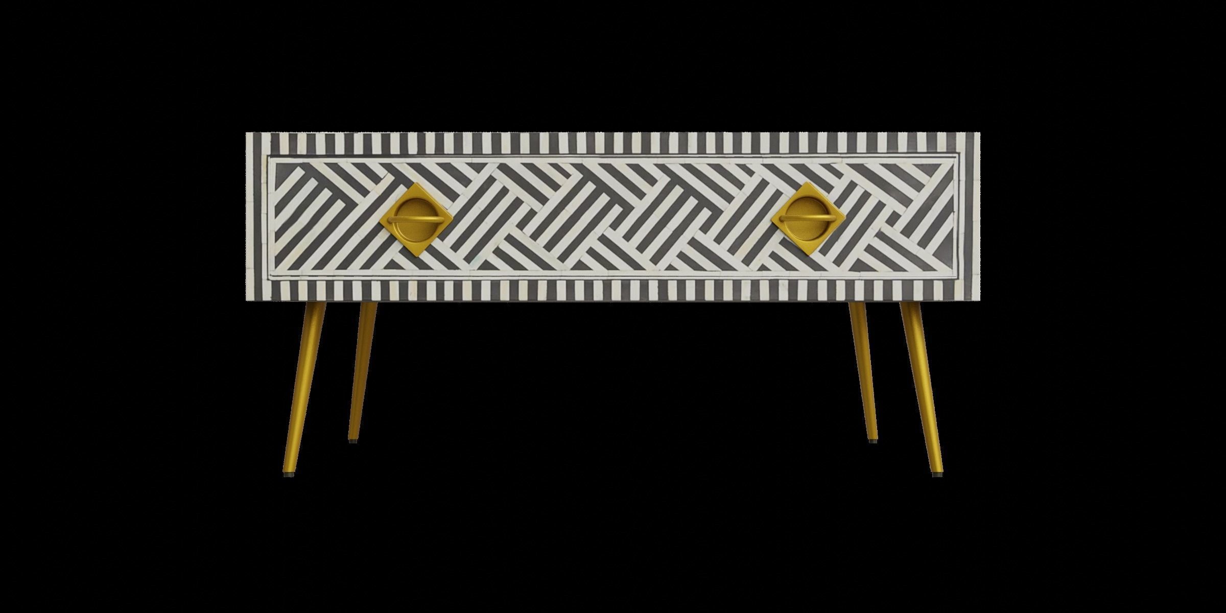 Black Stripe Coffee Table Low-poly 3D model_4