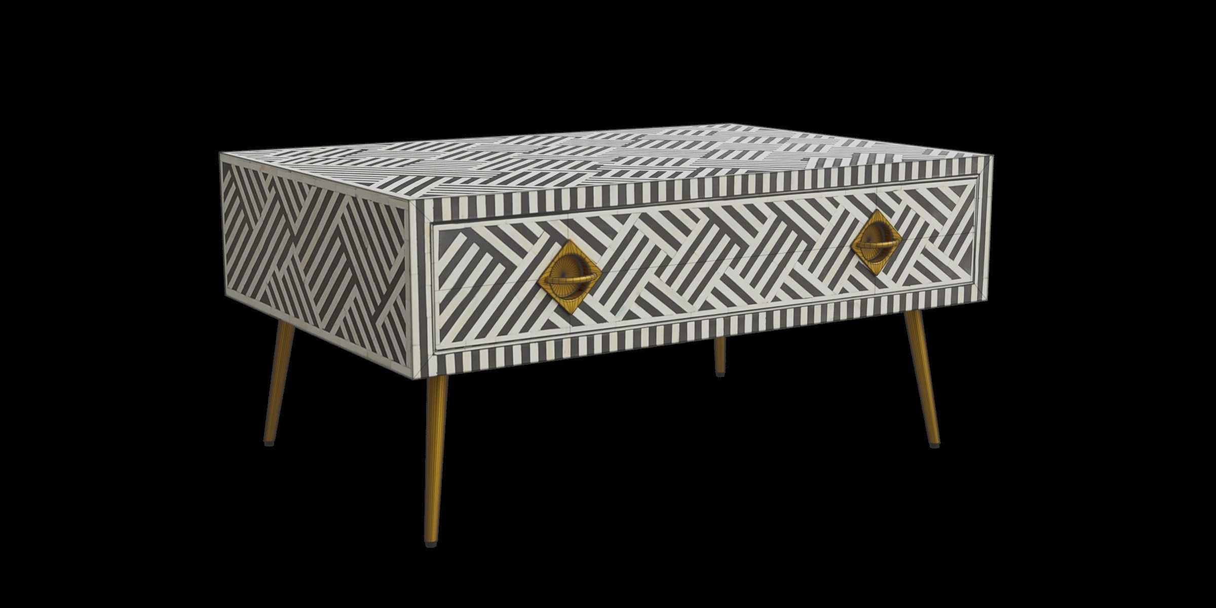 Black Stripe Coffee Table Low-poly 3D model_3