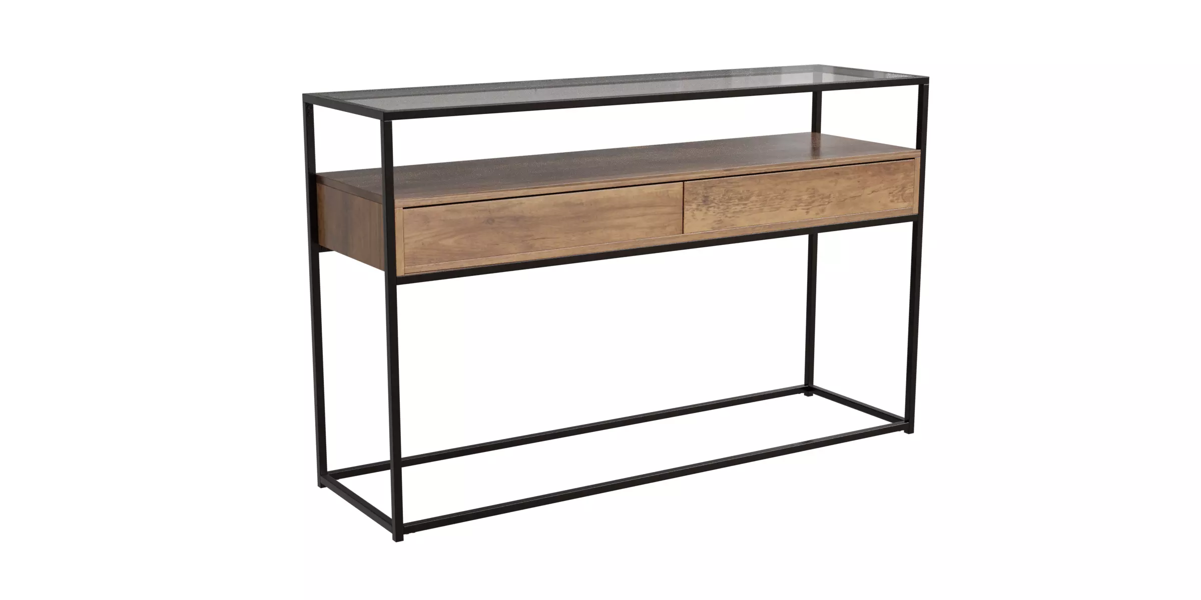 Glass Top 2 Drawers Console Table Low-poly 3D model