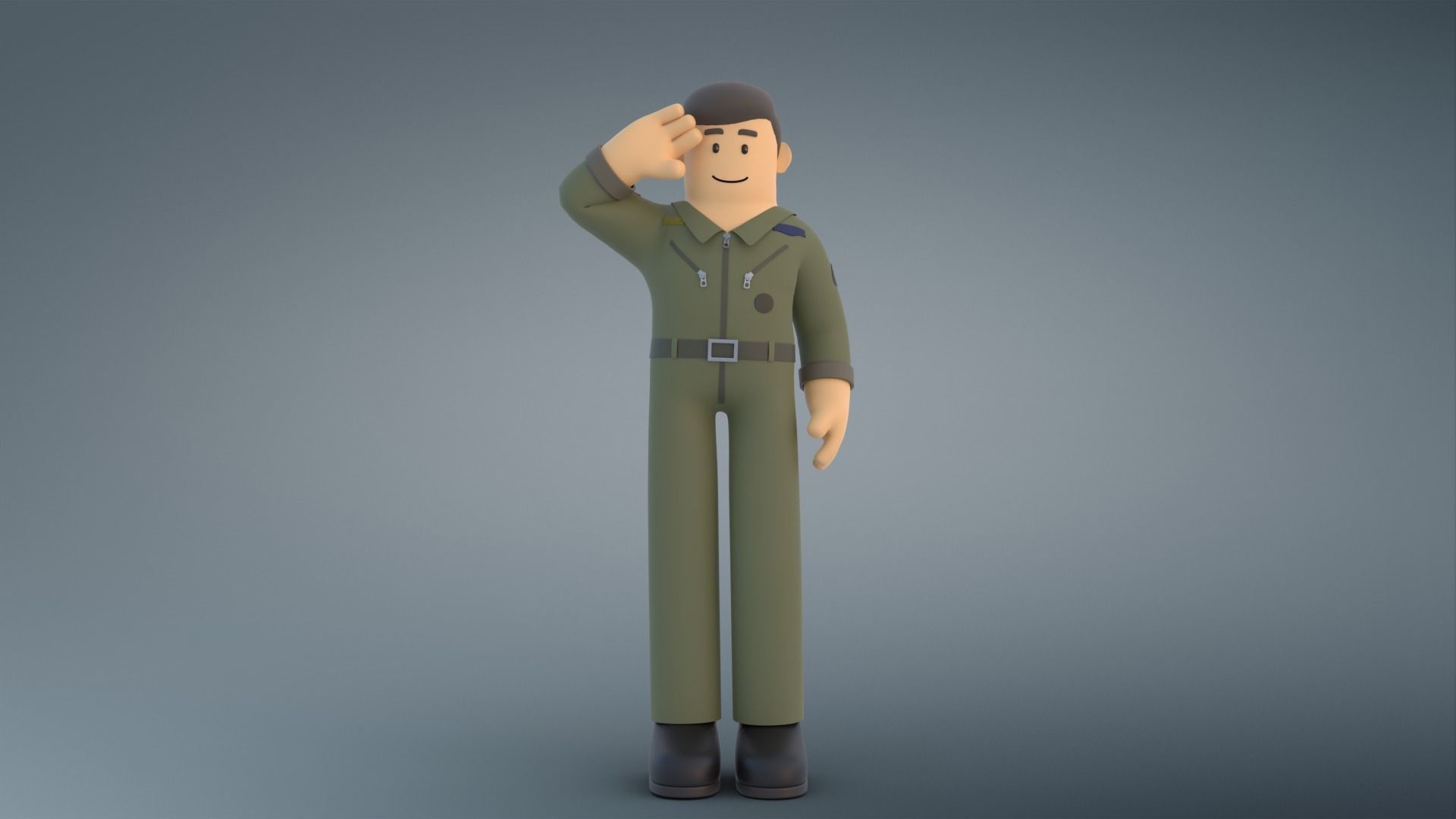 Minimal AirForce Pilot Cartoon Character 3D model rigged | CGTrader