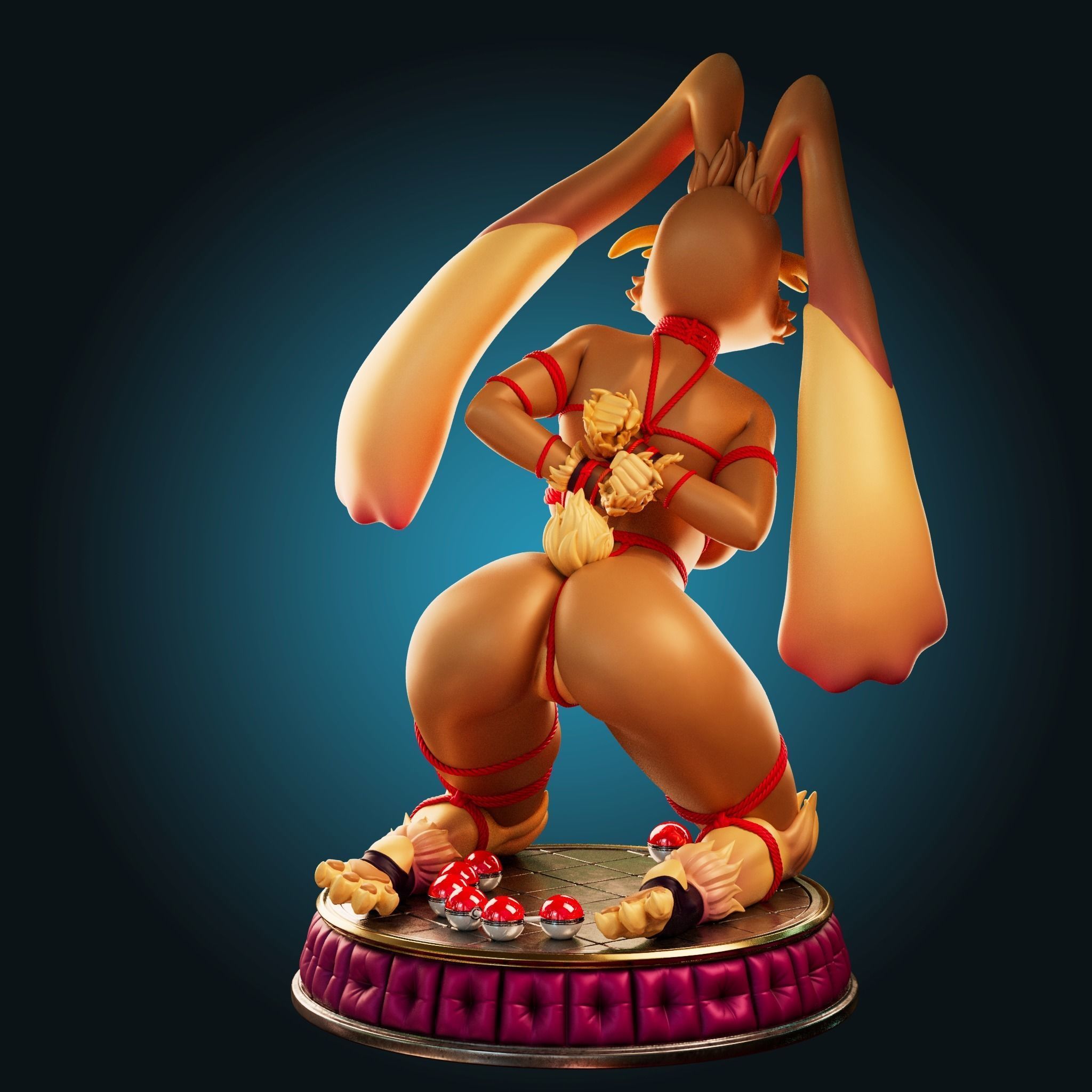 lopunny Tied Pokemon BDSM - 4 Furry Variations 3D Print Model 3D print model_4