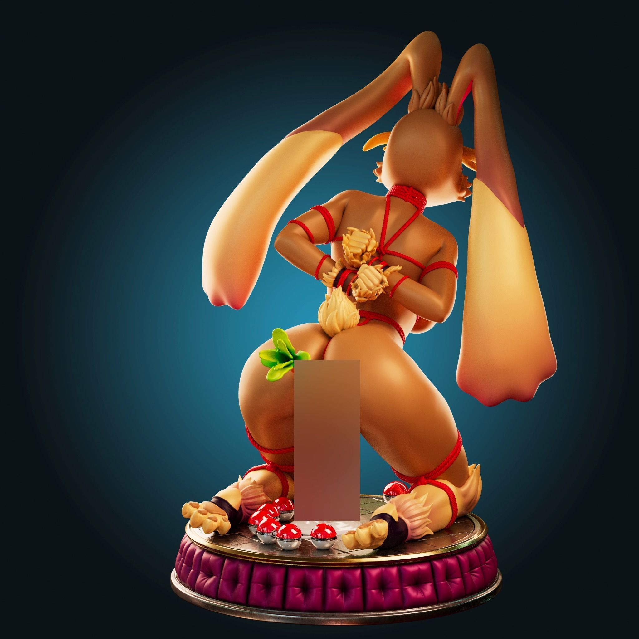 lopunny Tied Pokemon BDSM - 4 Furry Variations 3D Print Model 3D print model_13