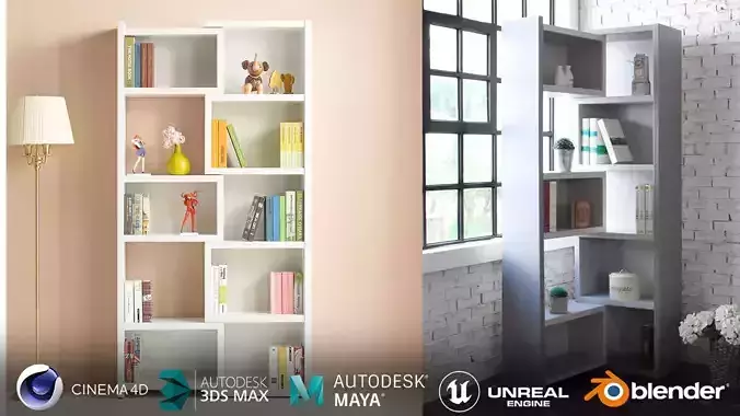 Corner extended sliding 5-tier bookshelf