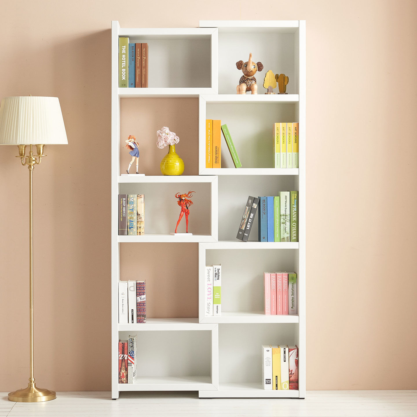 Corner extended sliding 5-tier bookshelf 3D model_2