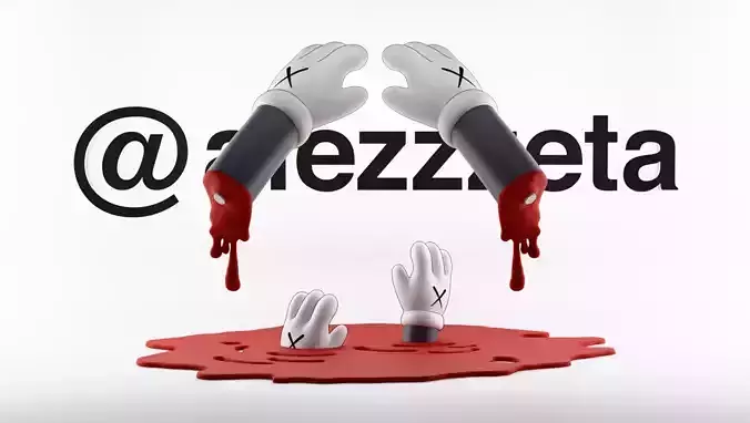 Kaws Red Blanket x Bloody Hands Companion Textured