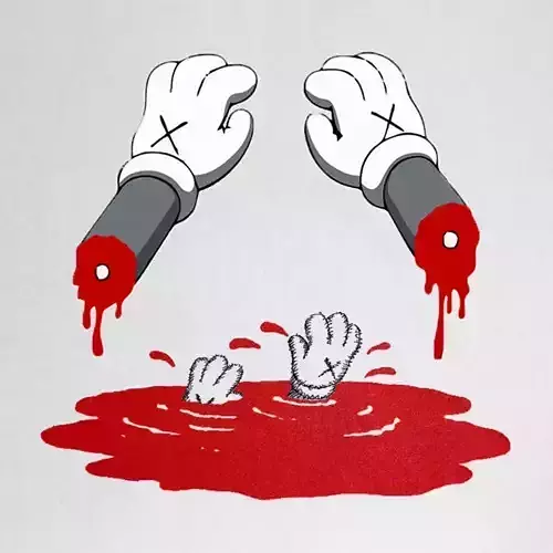 Kaws Red Blanket x Bloody Hands Companion for Print