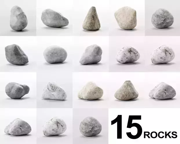 Smooth River Stones - Low-Poly Boulder Rock Collection Low-poly 3D model