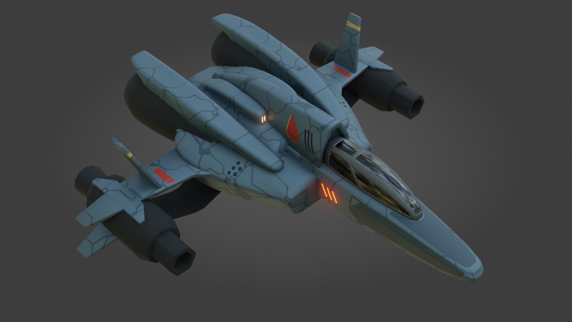 Sci-Fi Fighter Jet - Low Poly - Game Ready - PBR Low-poly 3D model_17