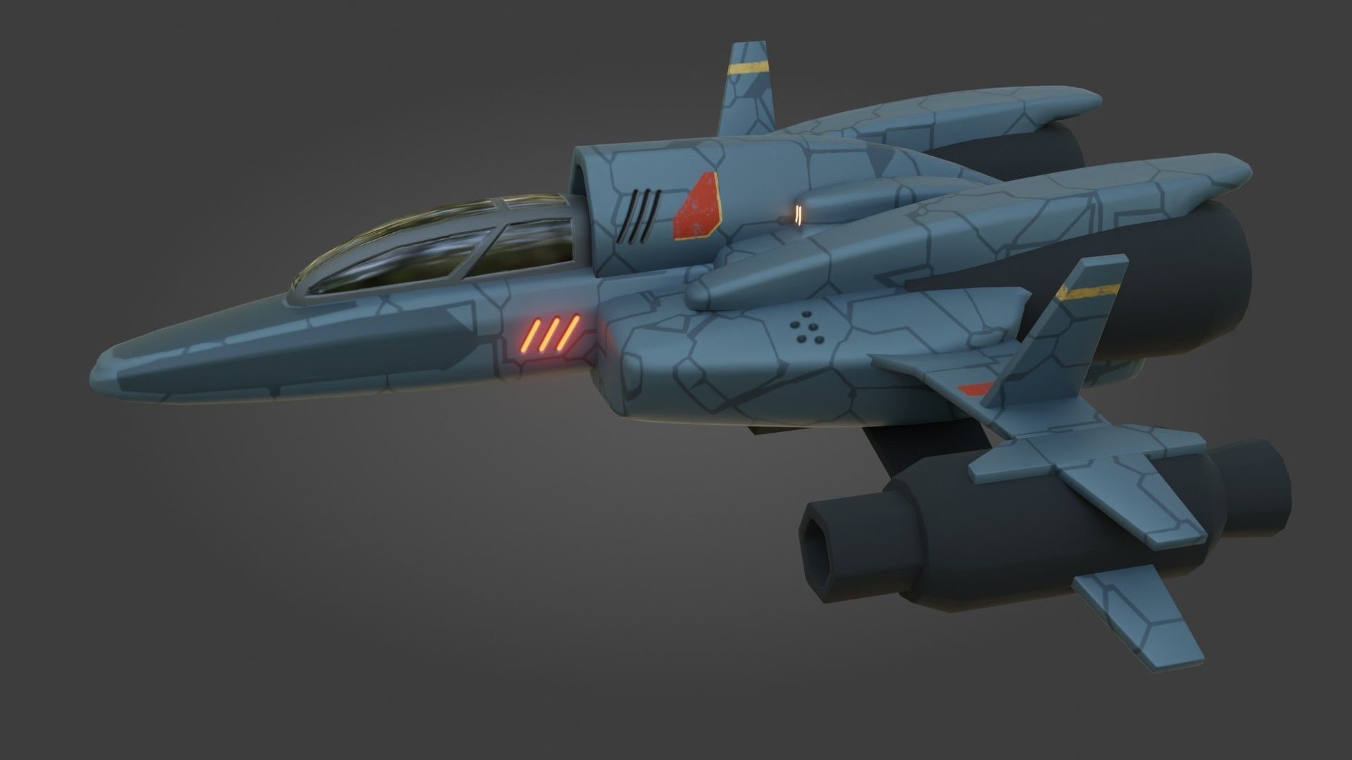 Sci-Fi Fighter Jet - Low Poly - Game Ready - PBR Low-poly 3D model_2