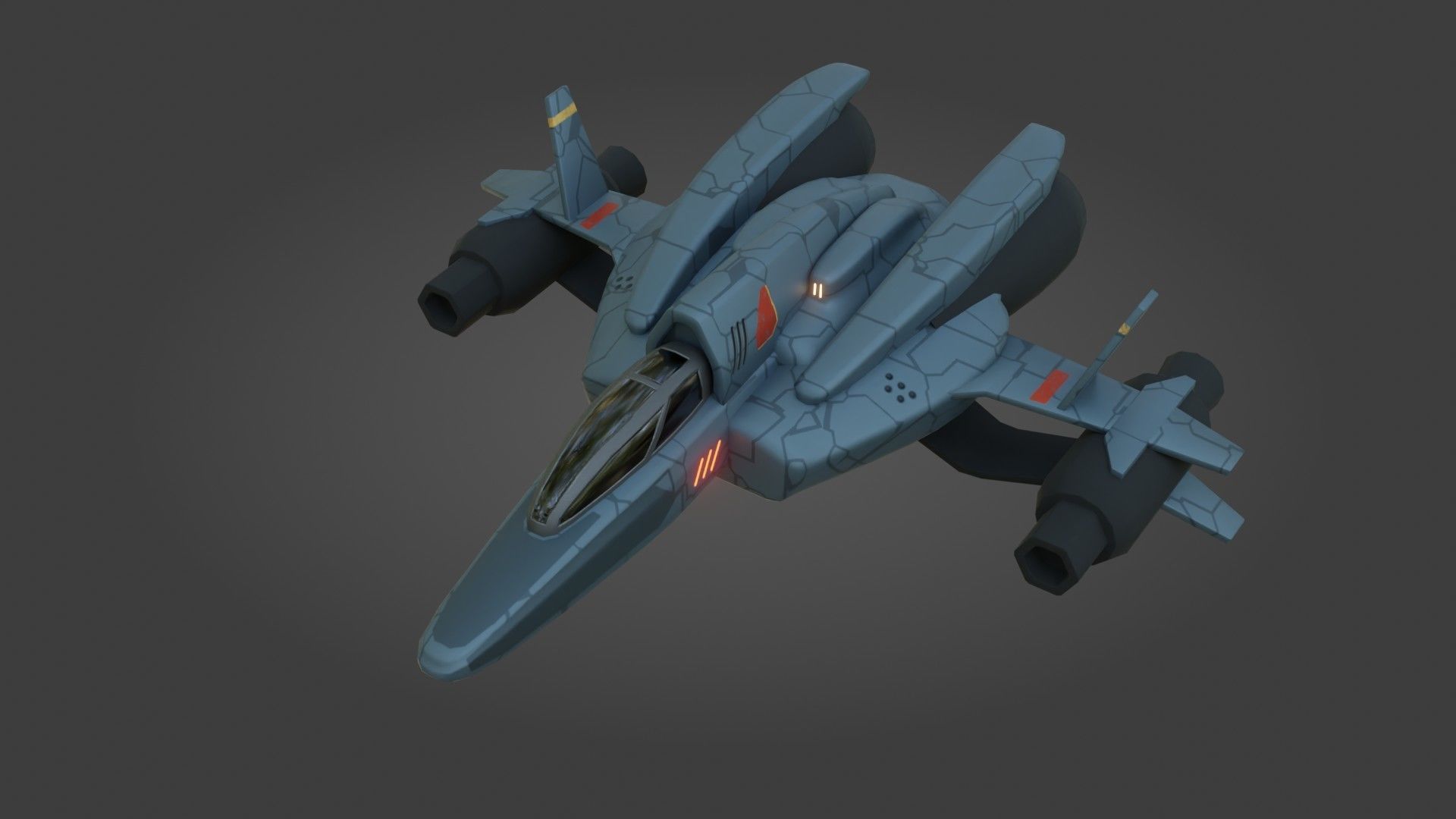 Sci-Fi Fighter Jet - Low Poly - Game Ready - PBR Low-poly 3D model_19