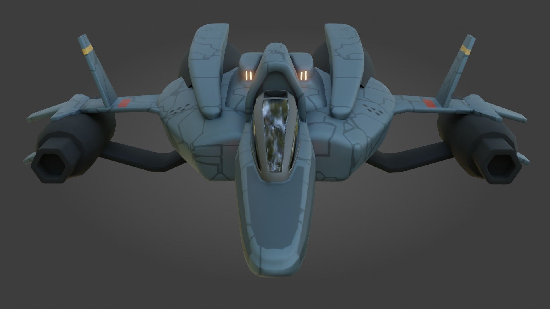 Sci-Fi Fighter Jet - Low Poly - Game Ready - PBR Low-poly 3D model_9