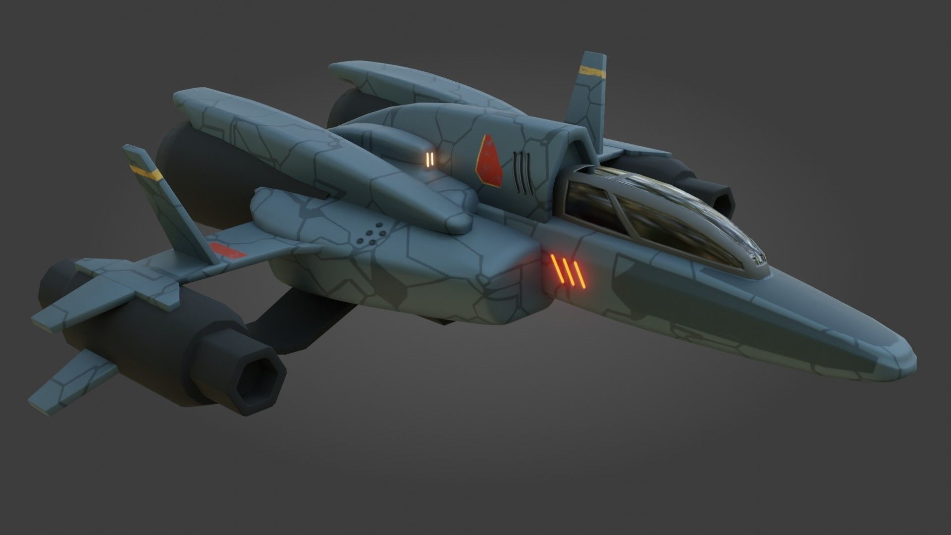 Sci-Fi Fighter Jet - Low Poly - Game Ready - PBR Low-poly 3D model_7