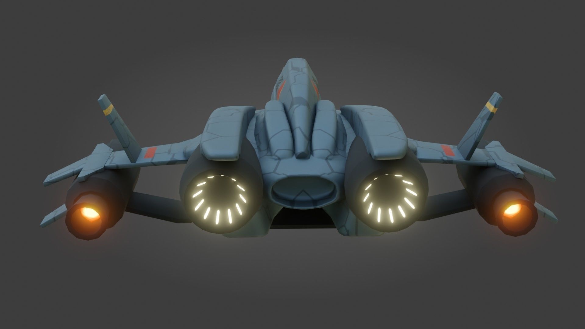 Sci-Fi Fighter Jet - Low Poly - Game Ready - PBR Low-poly 3D model_4