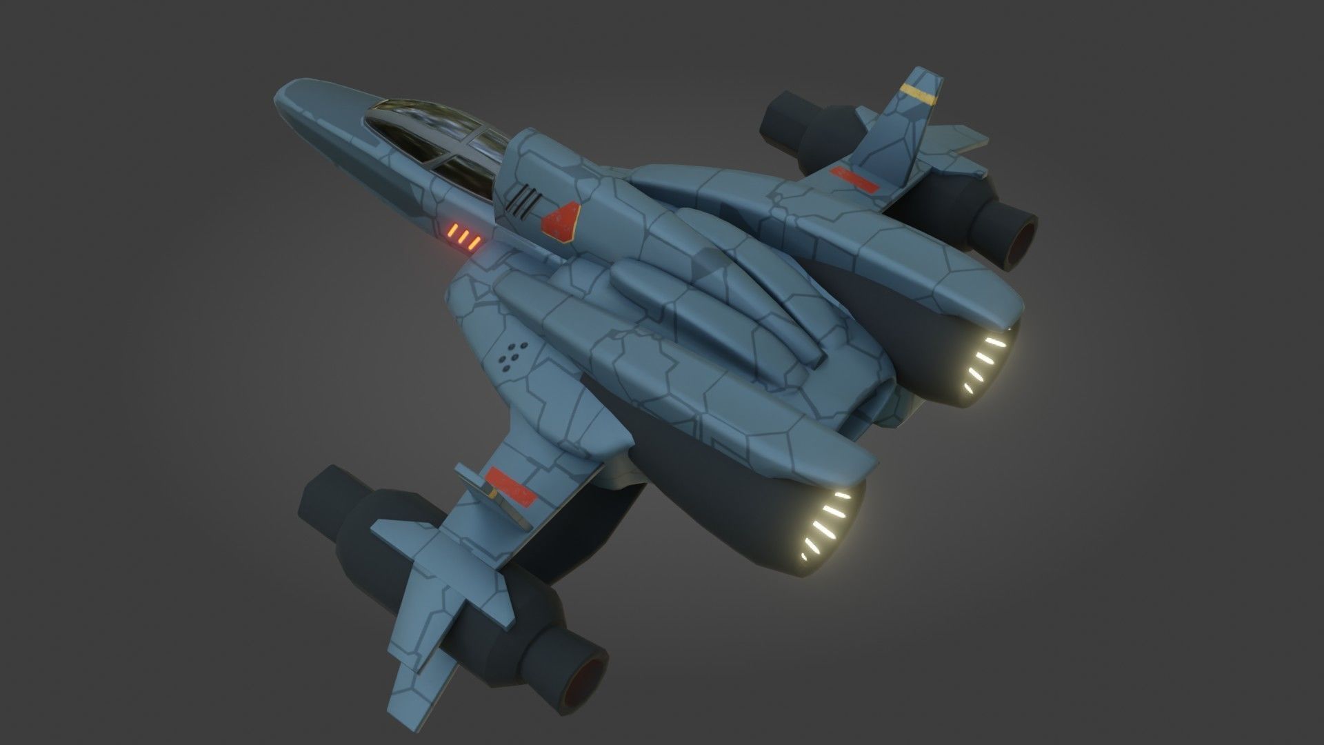Sci-Fi Fighter Jet - Low Poly - Game Ready - PBR Low-poly 3D model_12