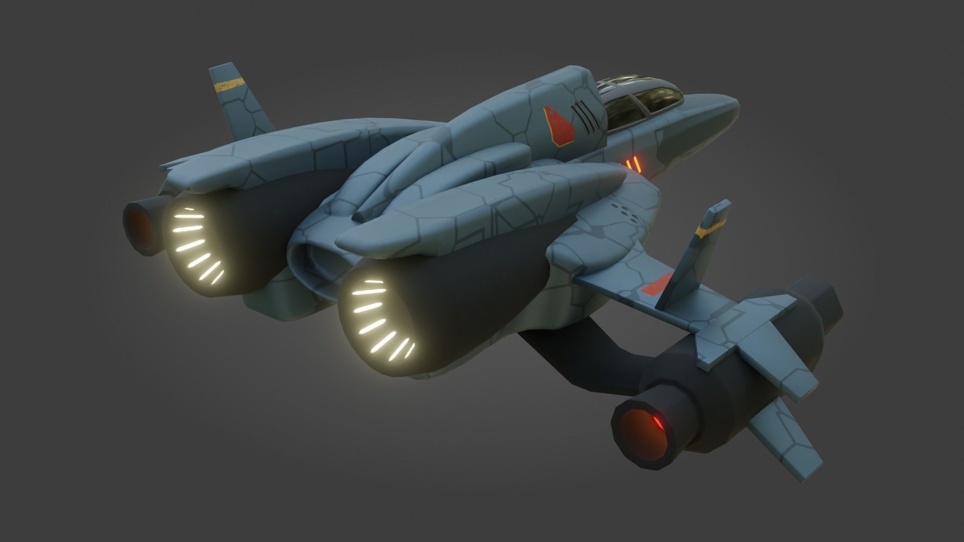 Sci-Fi Fighter Jet - Low Poly - Game Ready - PBR Low-poly 3D model_5