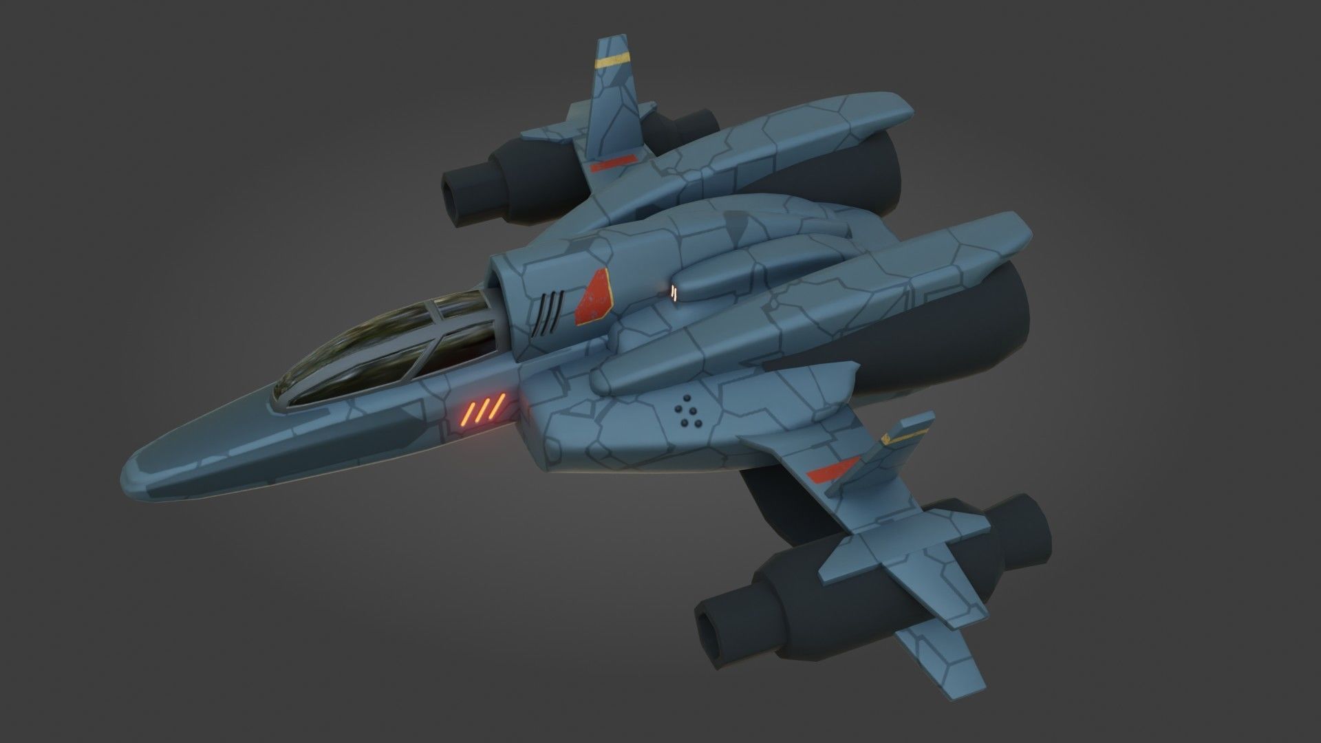 Sci-Fi Fighter Jet - Low Poly - Game Ready - PBR Low-poly 3D model_11