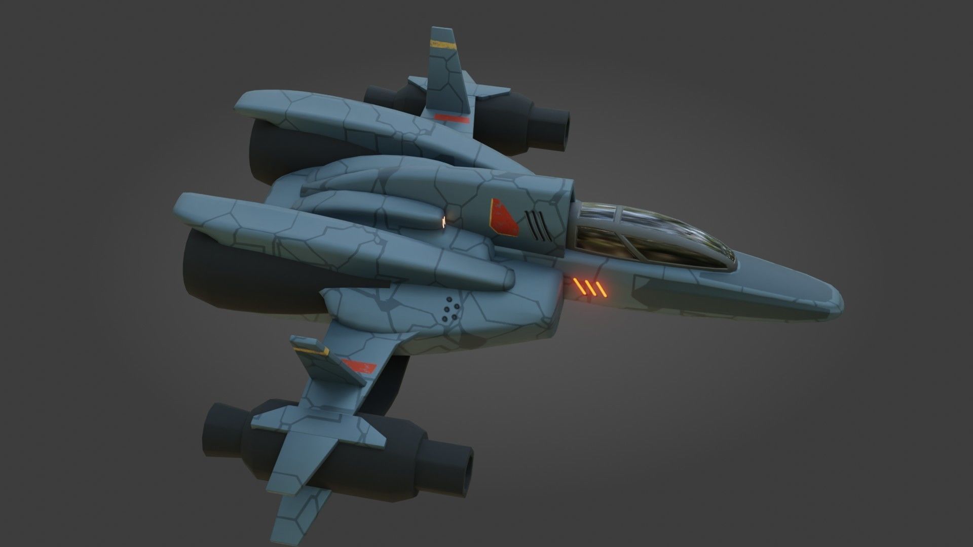 Sci-Fi Fighter Jet - Low Poly - Game Ready - PBR Low-poly 3D model_16