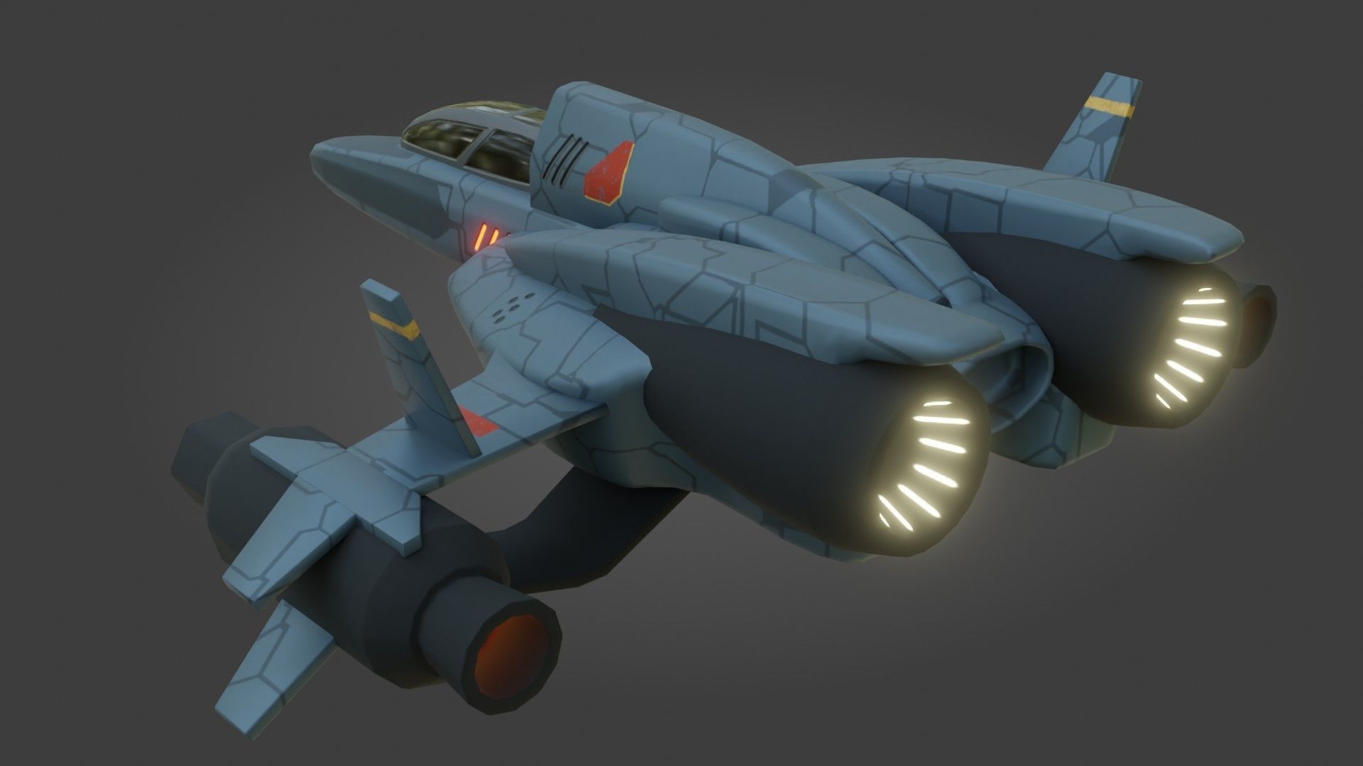 Sci-Fi Fighter Jet - Low Poly - Game Ready - PBR Low-poly 3D model_3
