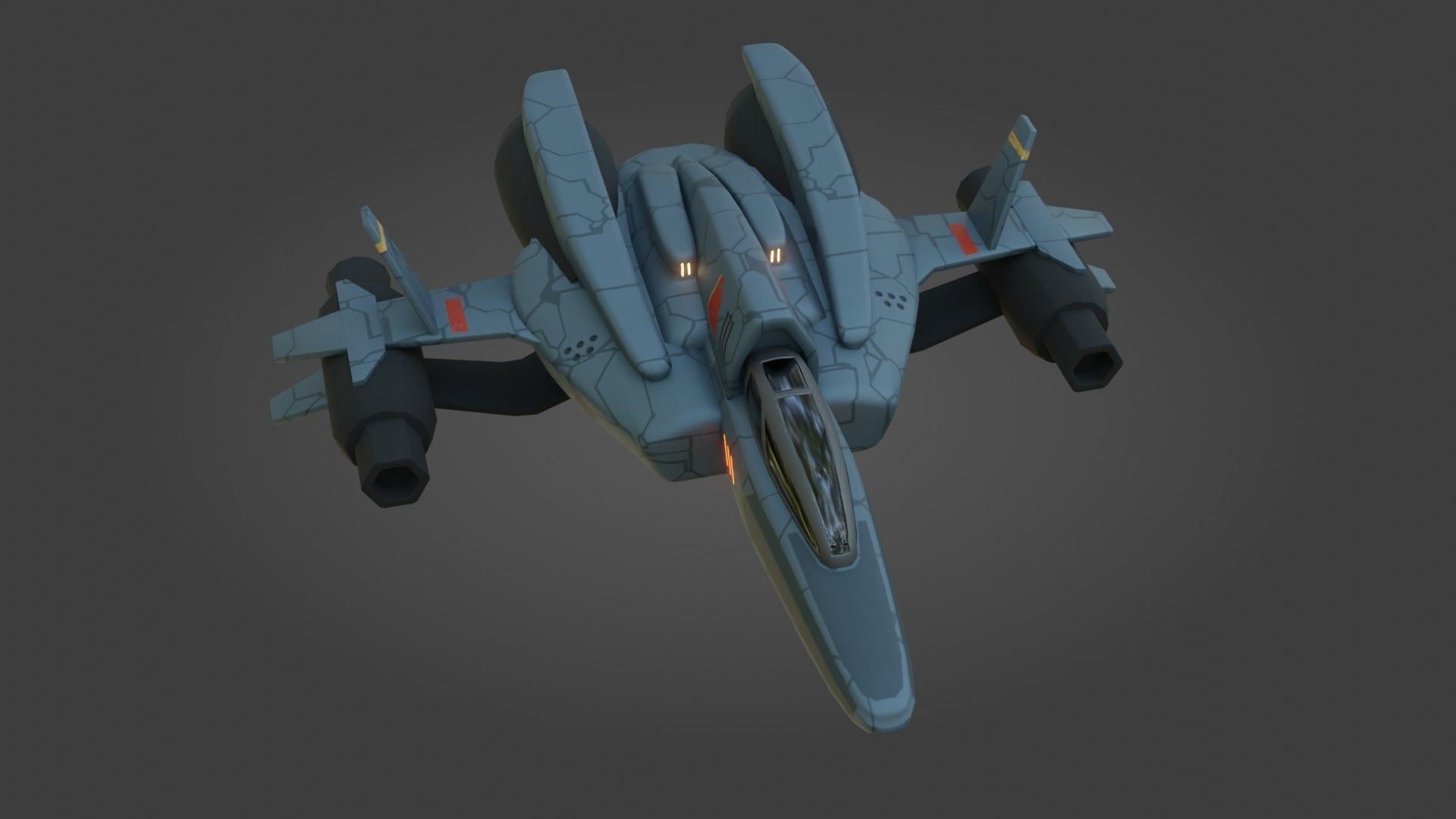 Sci-Fi Fighter Jet - Low Poly - Game Ready - PBR Low-poly 3D model_18