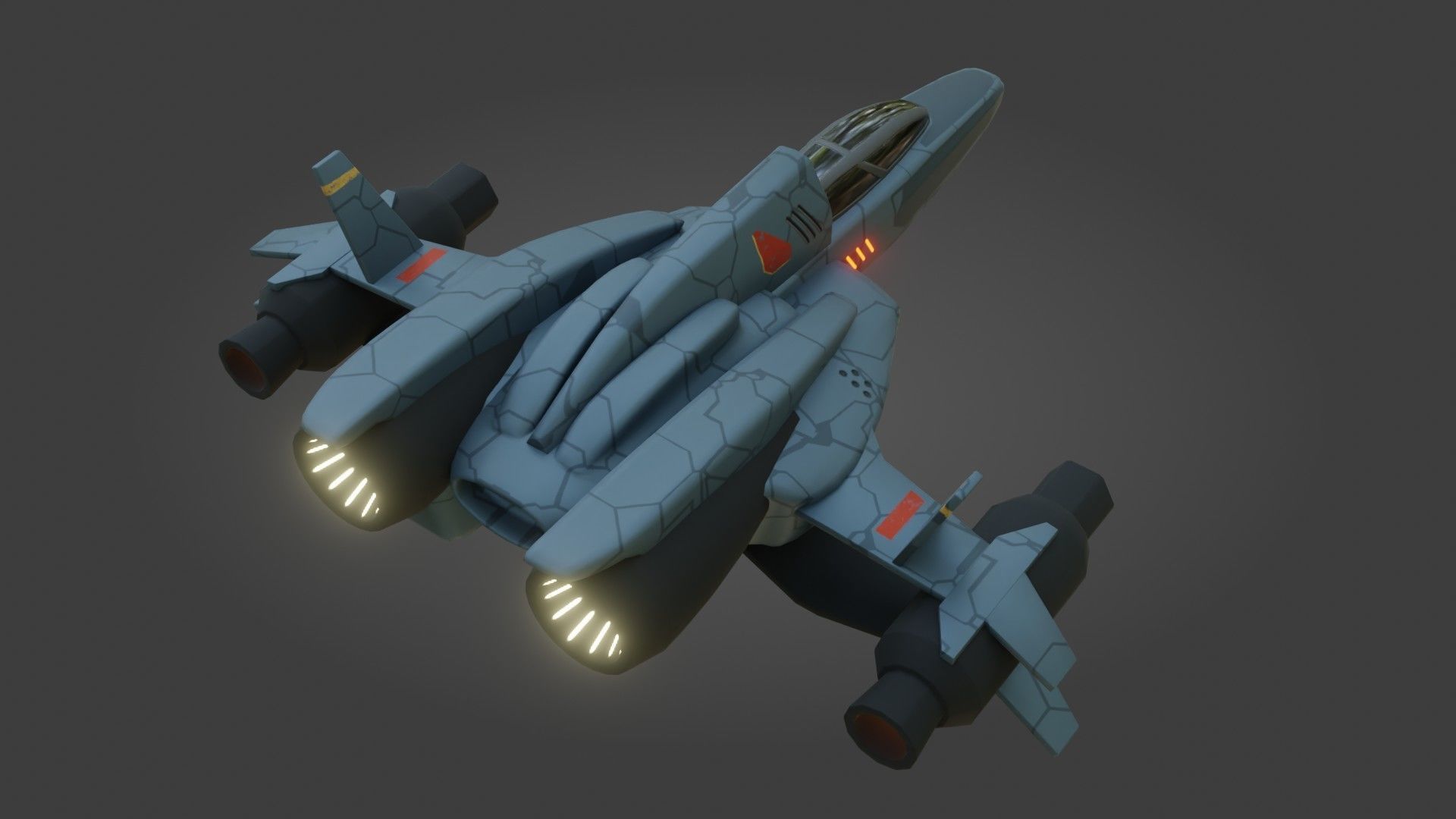 Sci-Fi Fighter Jet - Low Poly - Game Ready - PBR Low-poly 3D model_14