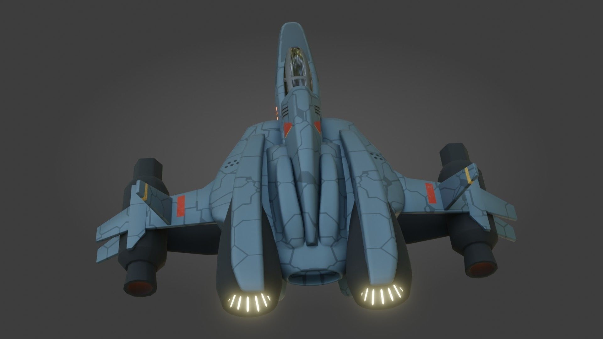 Sci-Fi Fighter Jet - Low Poly - Game Ready - PBR Low-poly 3D model_13