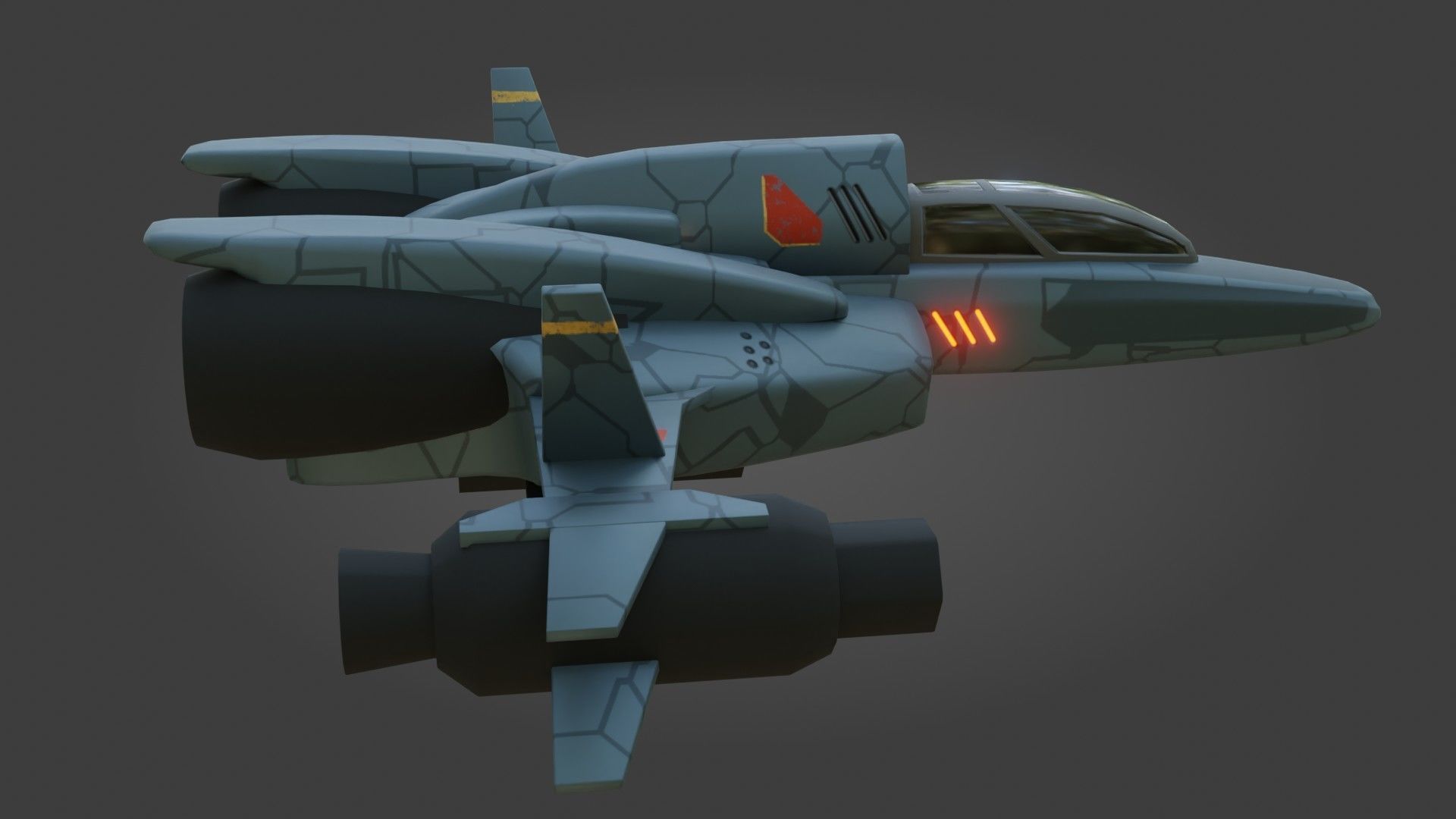 Sci-Fi Fighter Jet - Low Poly - Game Ready - PBR Low-poly 3D model_6