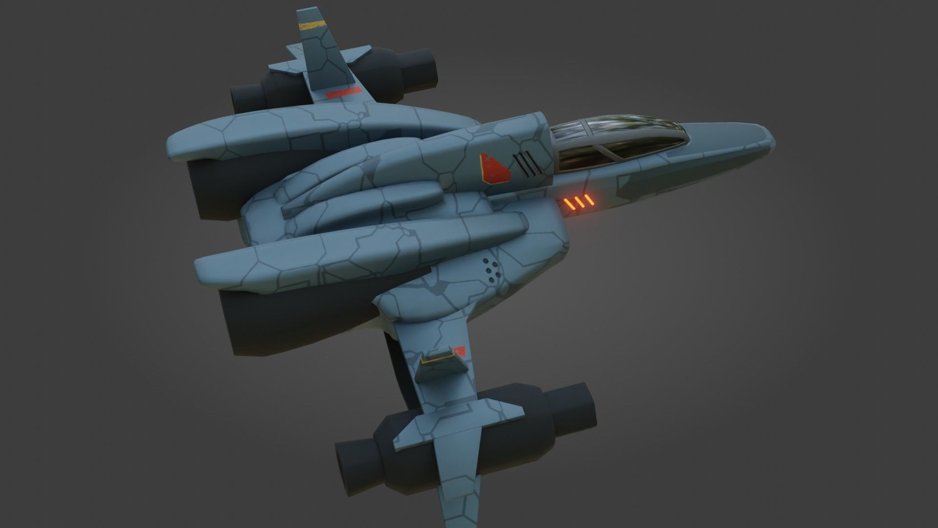 Sci-Fi Fighter Jet - Low Poly - Game Ready - PBR Low-poly 3D model_15