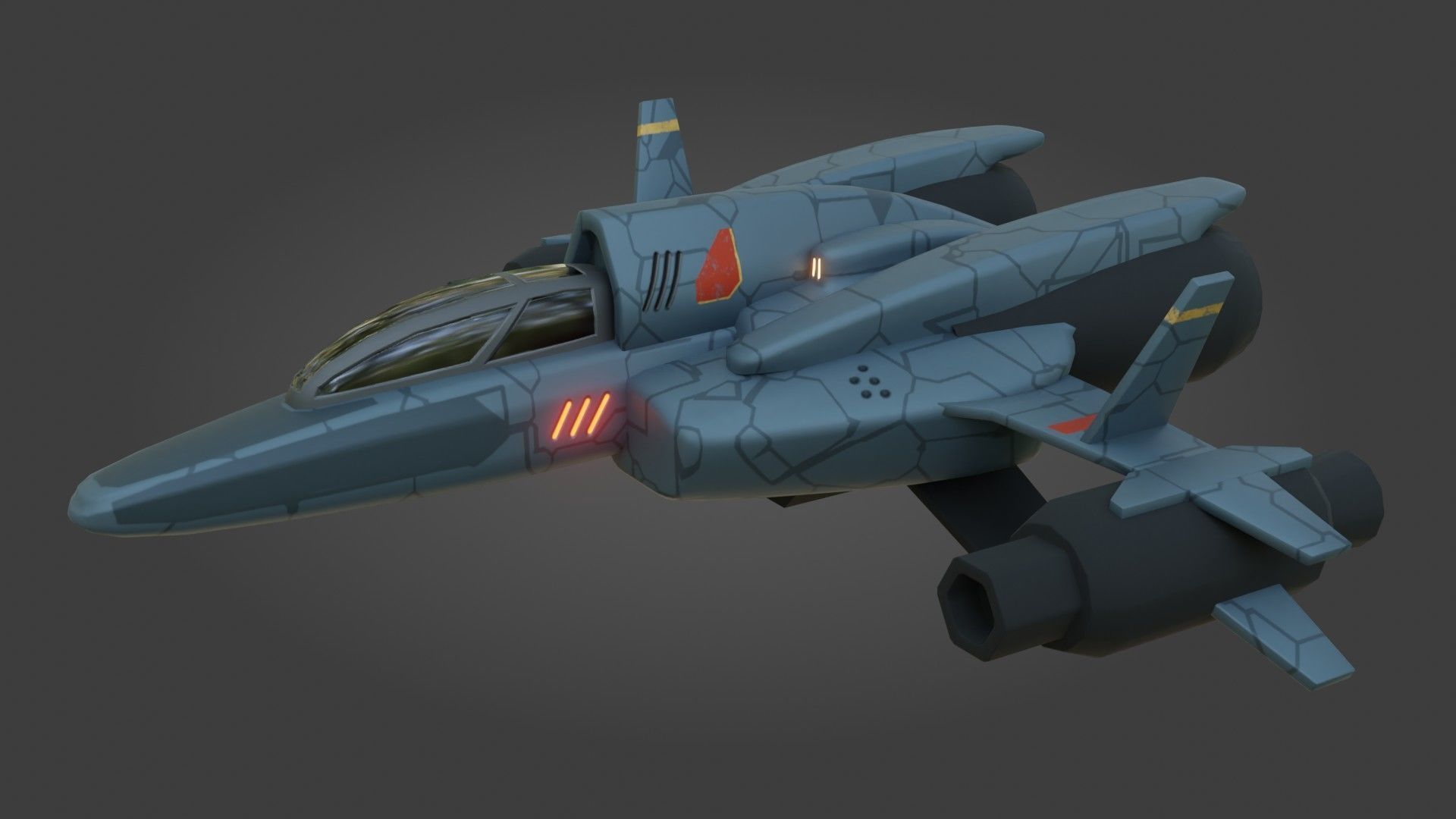 Sci-Fi Fighter Jet - Low Poly - Game Ready - PBR Low-poly 3D model_1