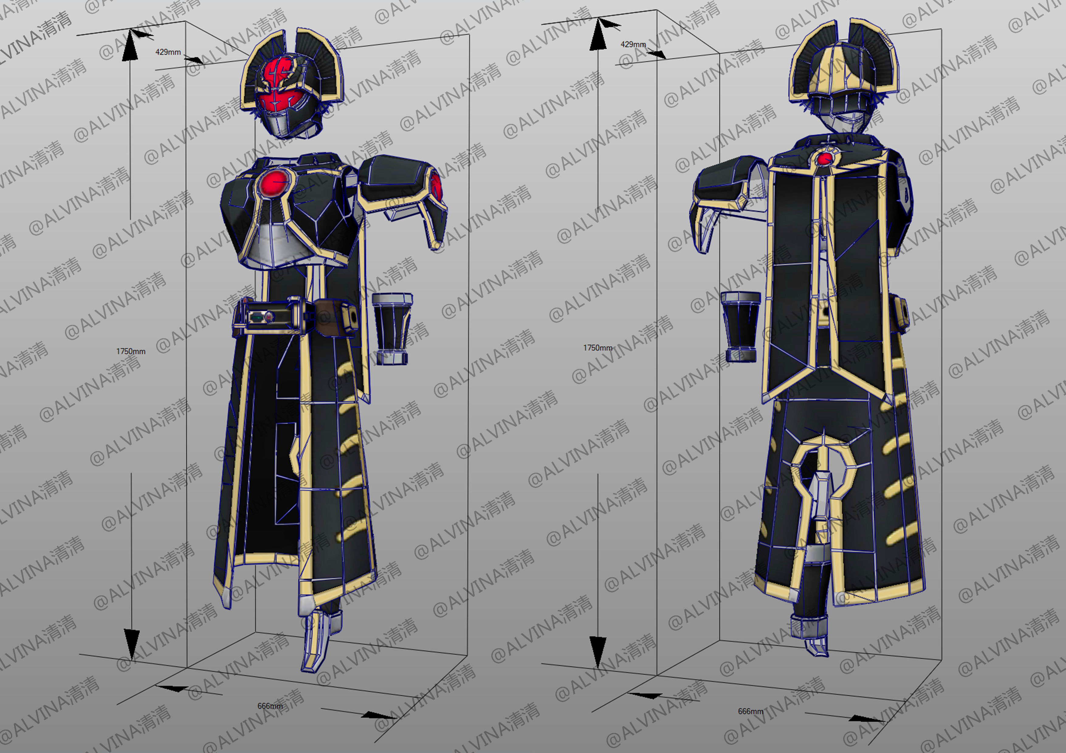Kamen rider Orga pepakura Full Low-poly 3D model_3