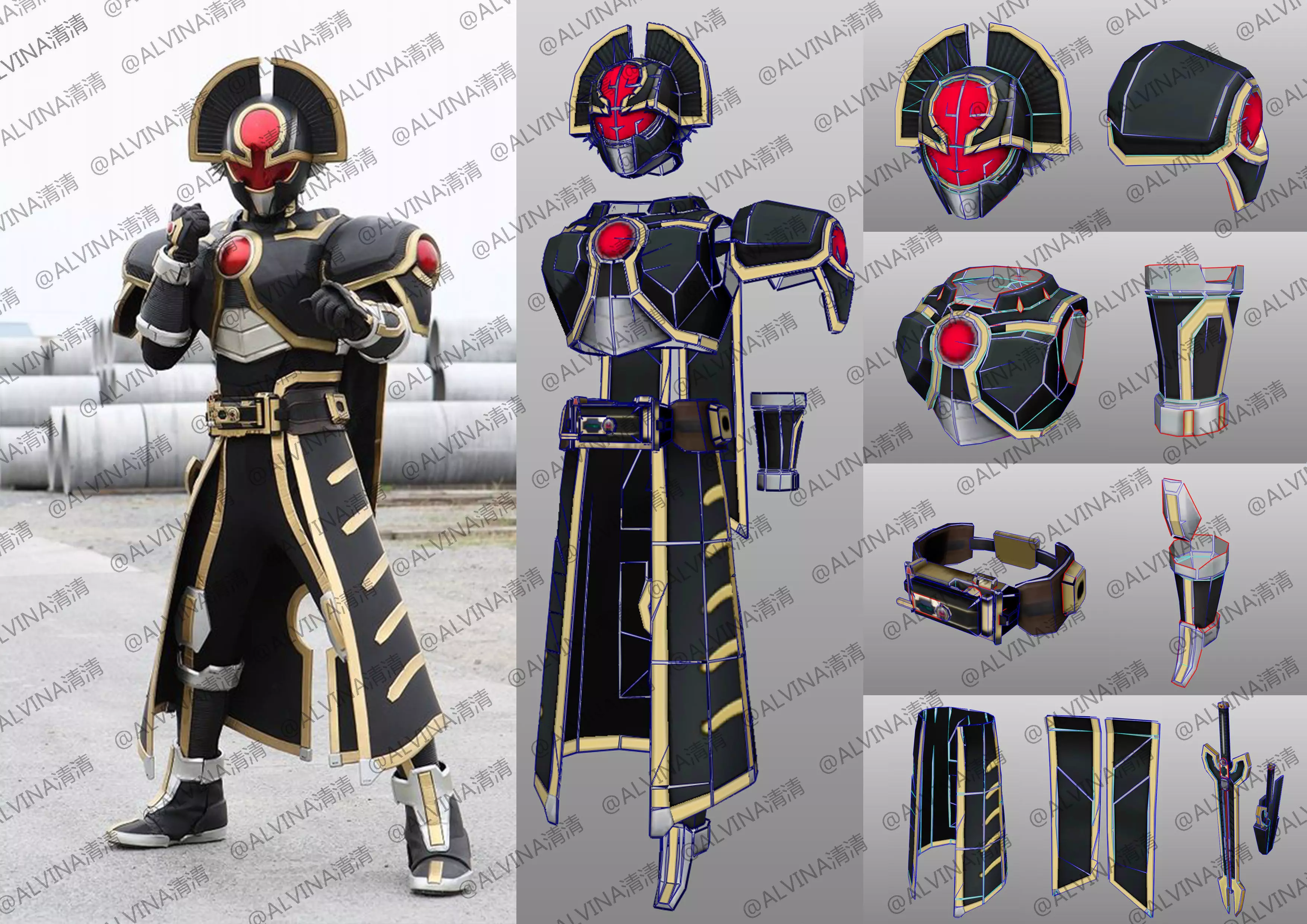 Kamen rider Orga pepakura Full Low-poly 3D model_0
