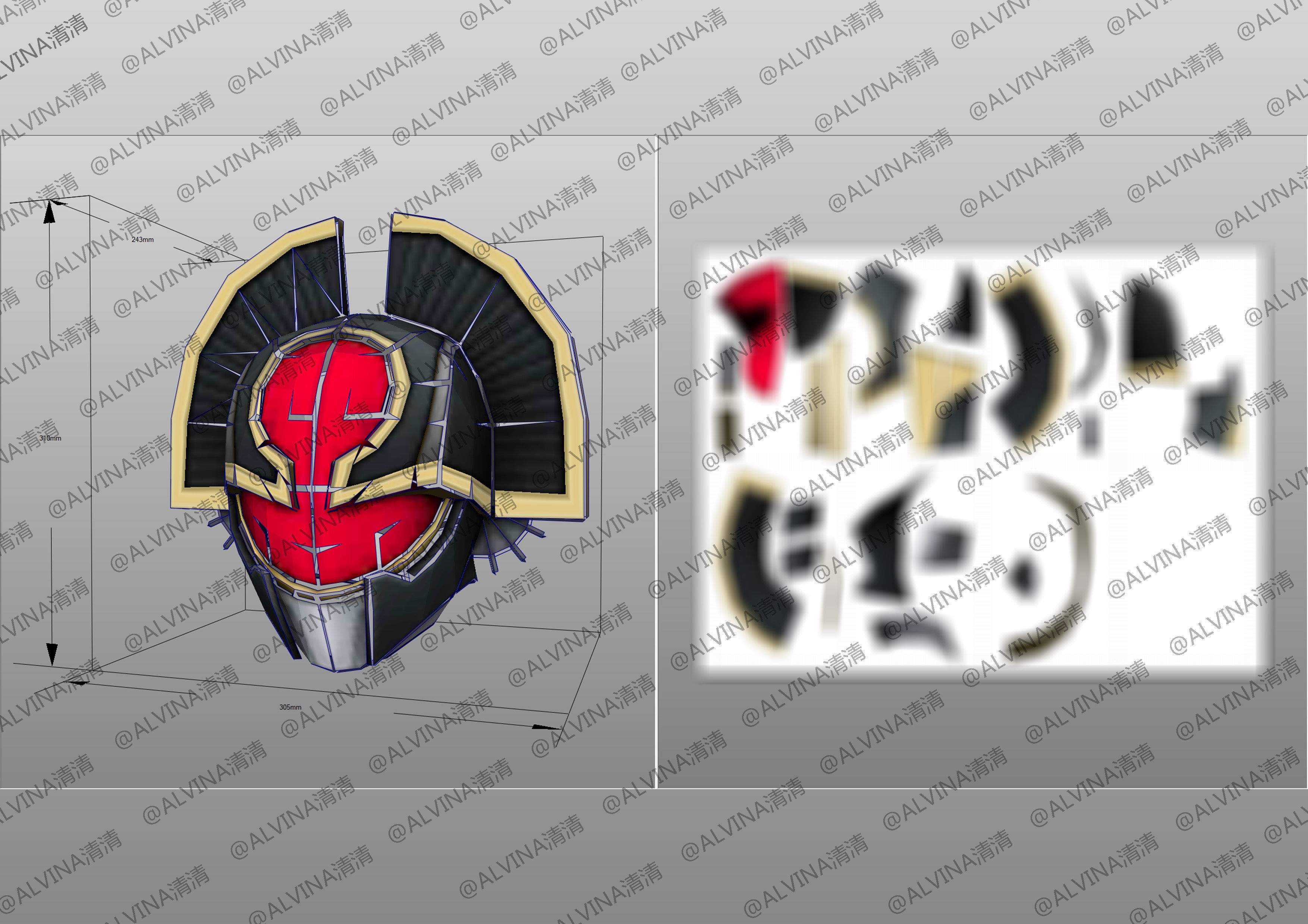 Kamen rider Orga pepakura Full Low-poly 3D model_5