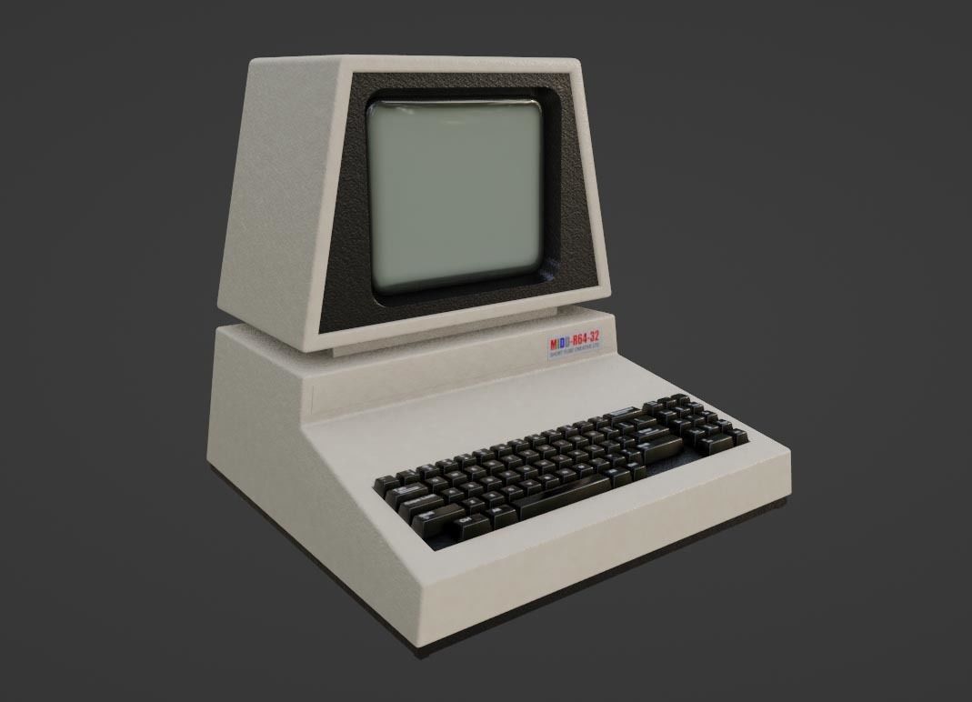 Computer Retro 3D Model - Low-Poly Game-Ready with PBR Textures Low-poly 3D model_2