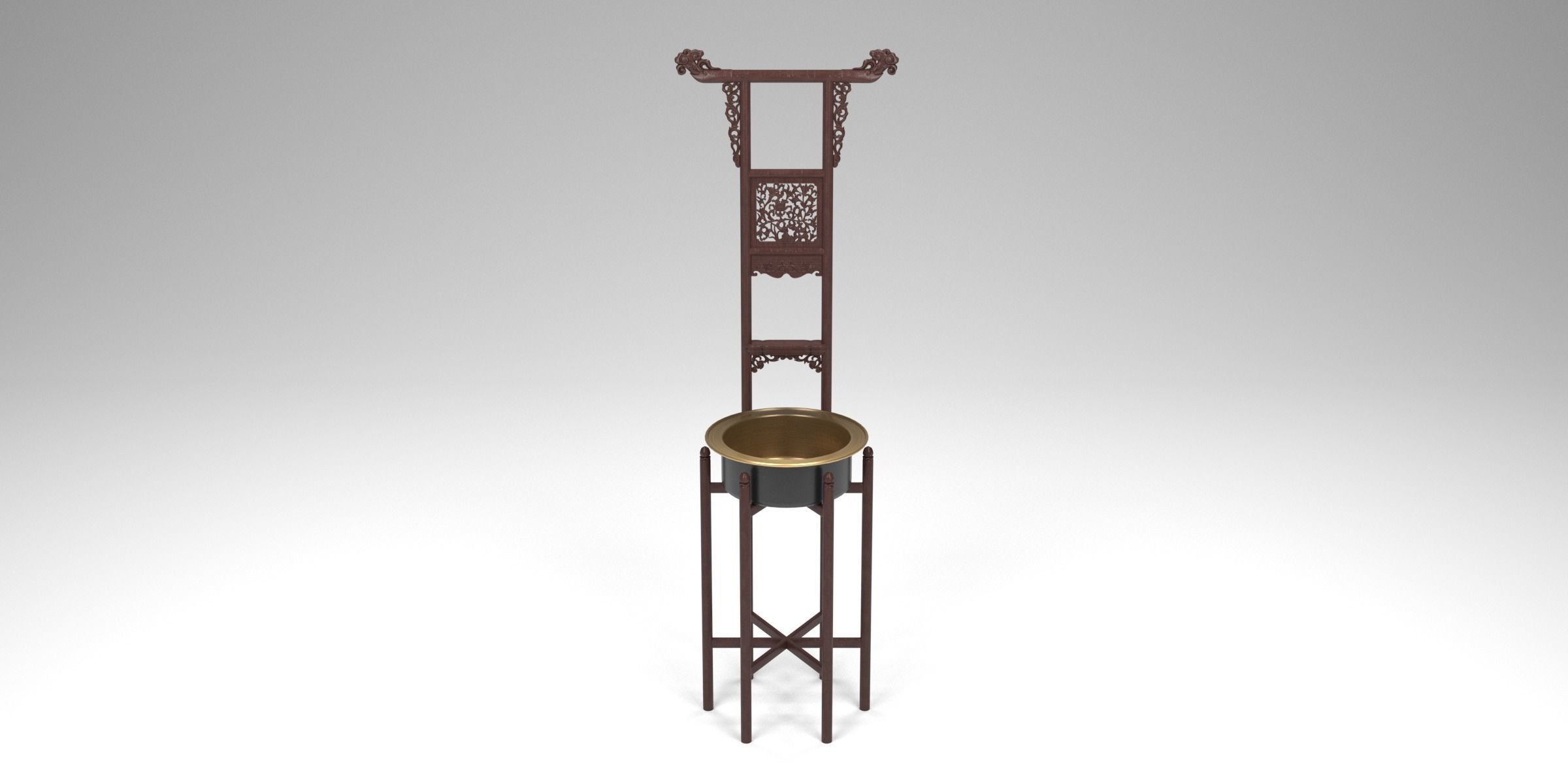 HUANGHUALI TOWEL RACK AND WASHBASIN 3D model_2