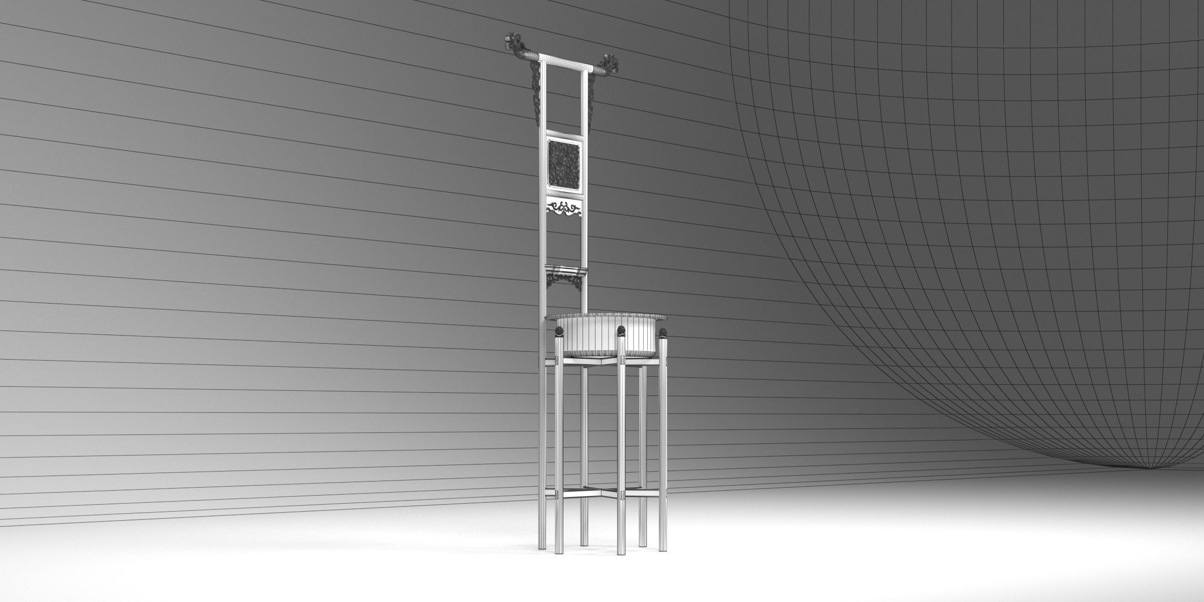HUANGHUALI TOWEL RACK AND WASHBASIN 3D model_13