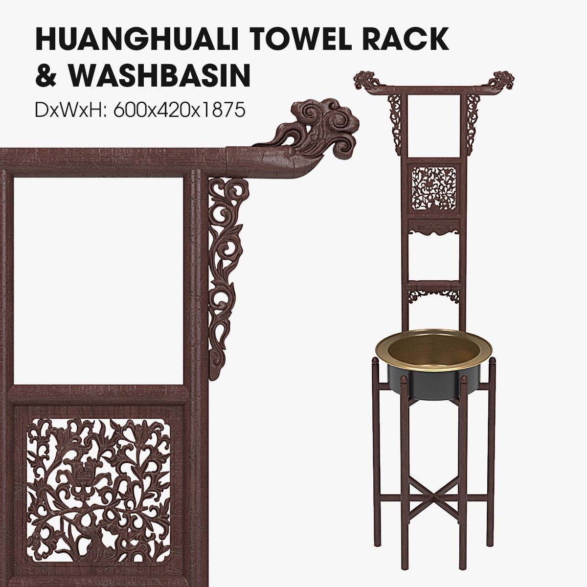 HUANGHUALI TOWEL RACK AND WASHBASIN 3D model_1