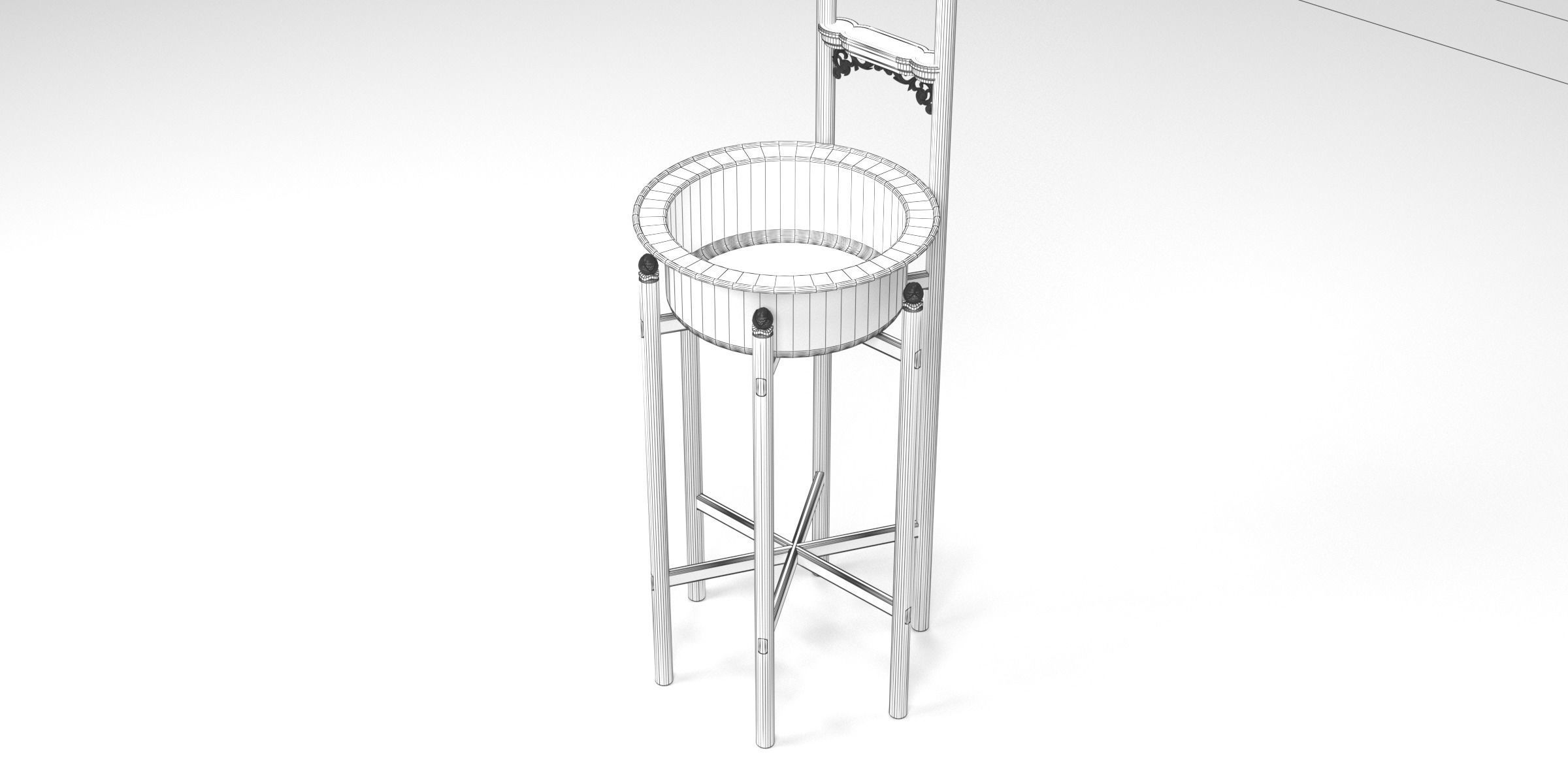 HUANGHUALI TOWEL RACK AND WASHBASIN 3D model_16