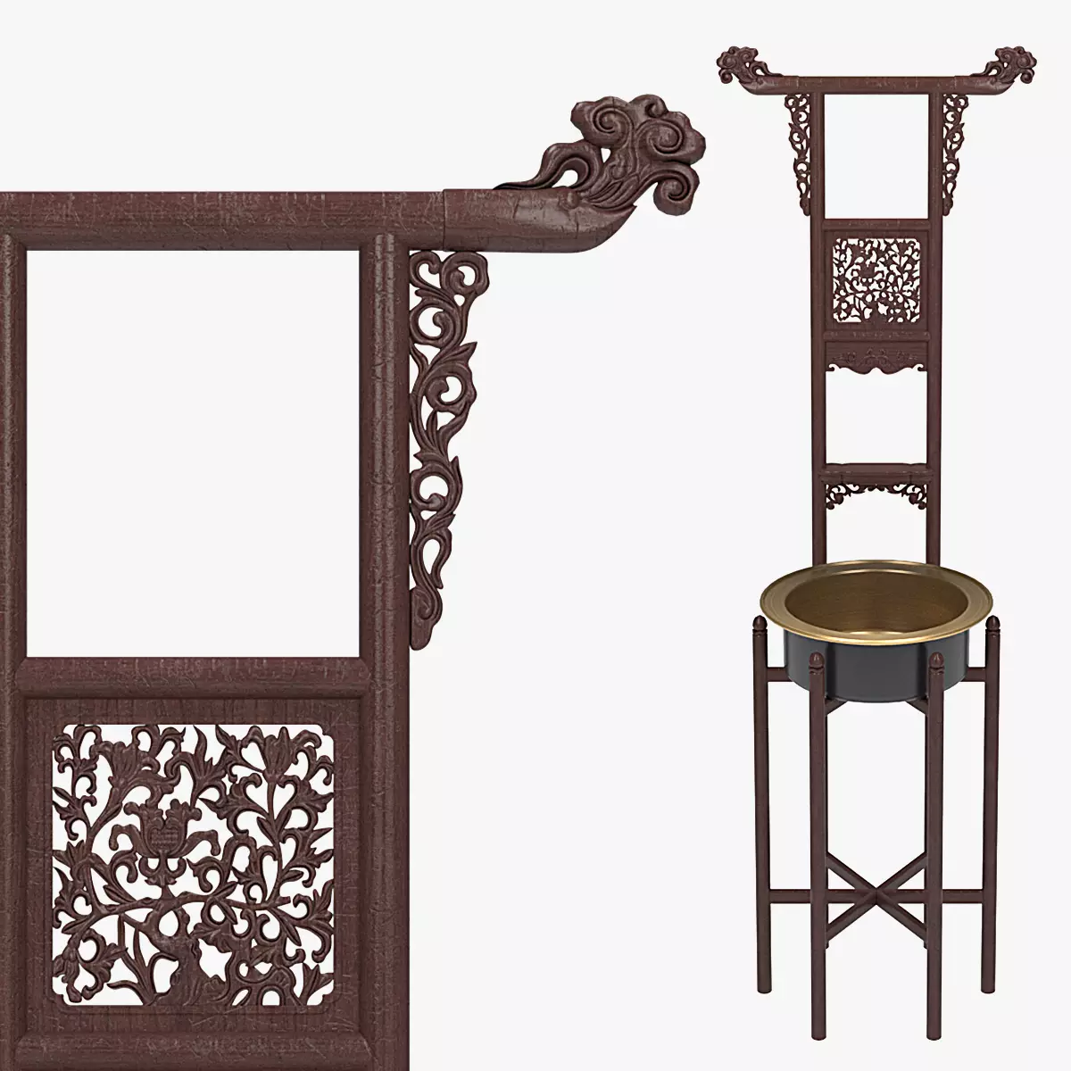 HUANGHUALI TOWEL RACK AND WASHBASIN 3D model_0