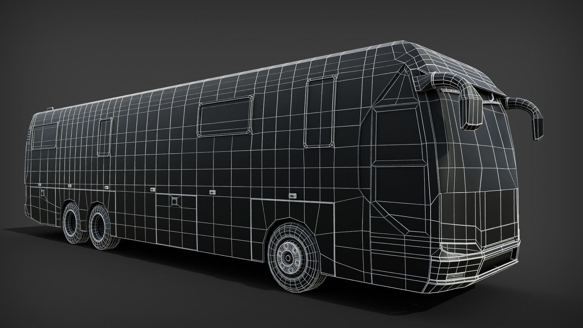 Motorhome Bus RV bus with interior Low-poly 3D model_7