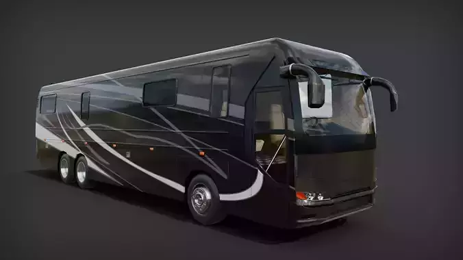 Motorhome Bus RV bus with interior Low-poly 3D model