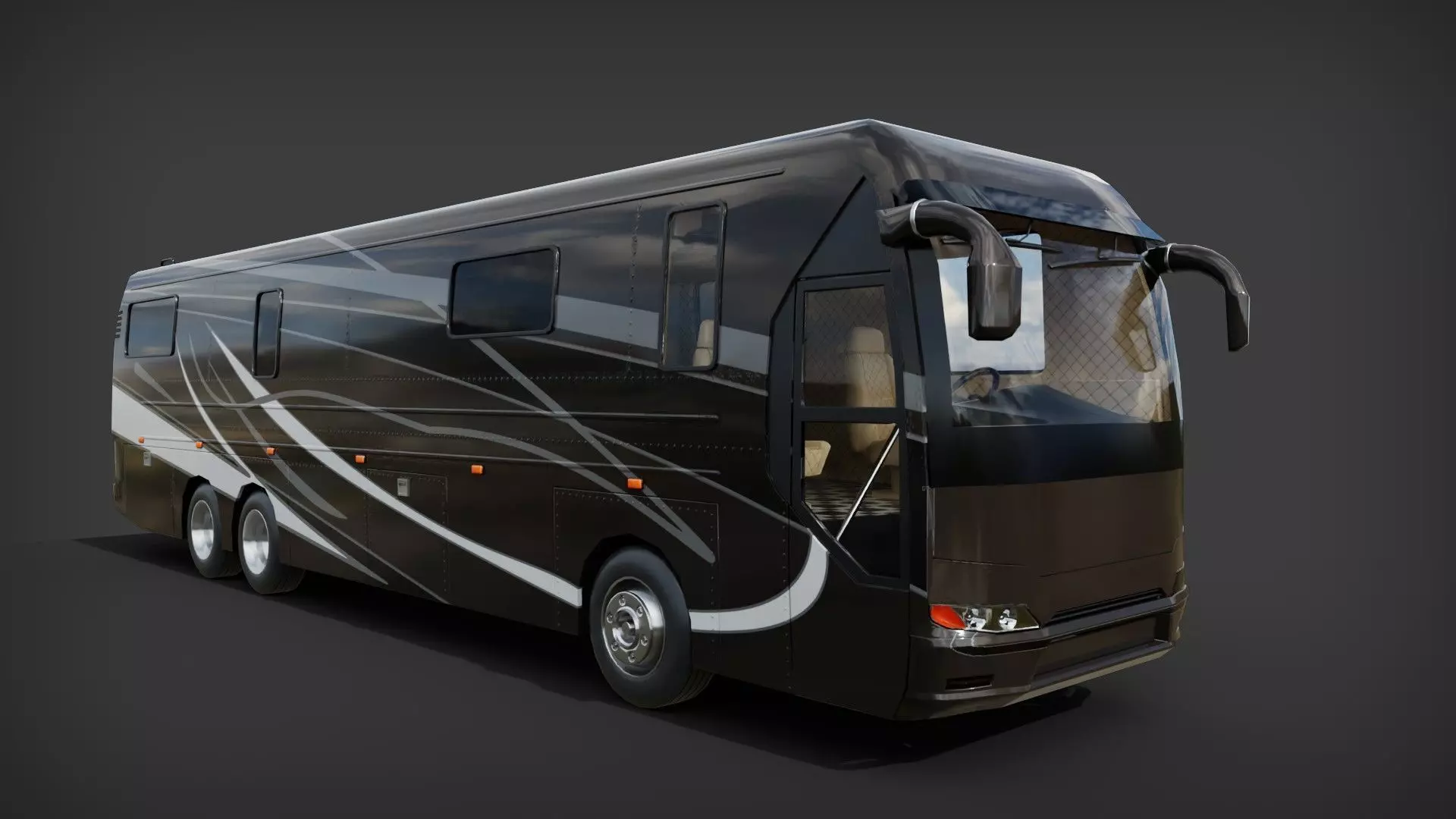 Motorhome Bus RV bus with interior Low-poly 3D model_0
