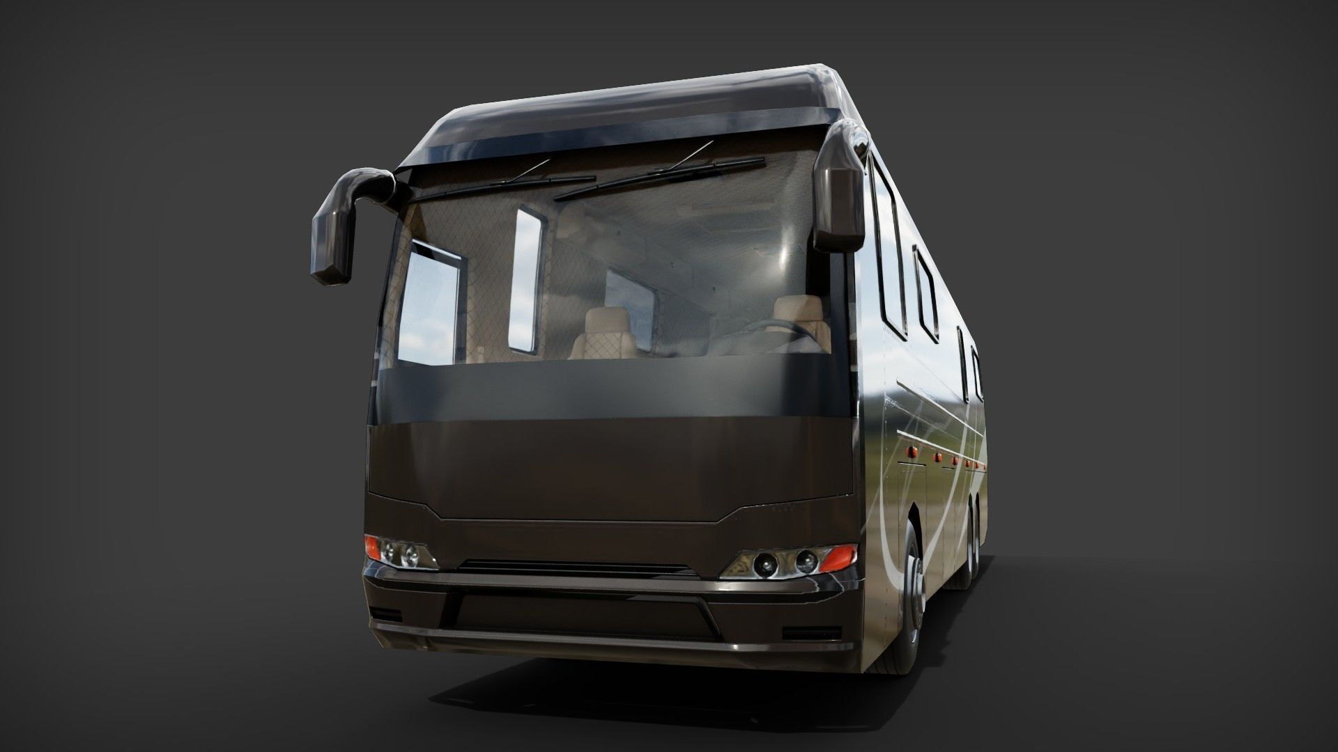 Motorhome Bus RV bus with interior Low-poly 3D model_4
