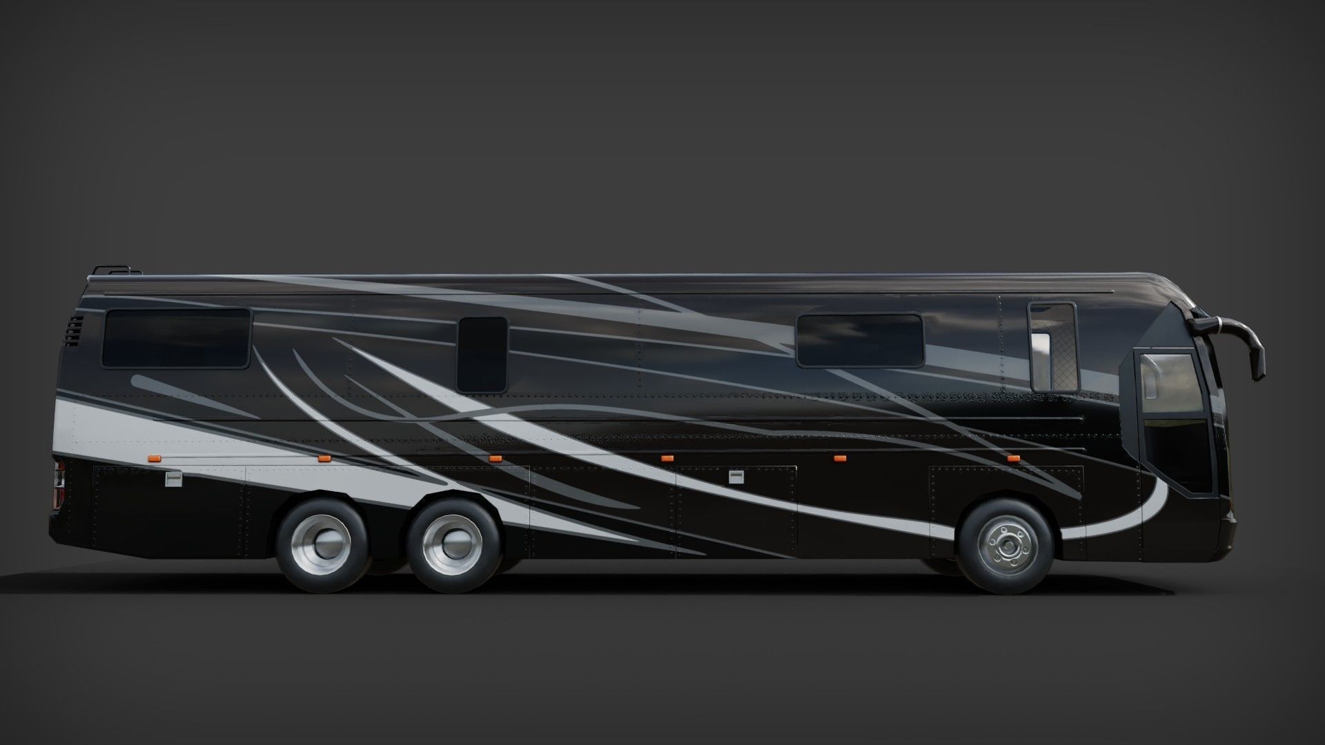 Motorhome Bus RV bus with interior Low-poly 3D model_3
