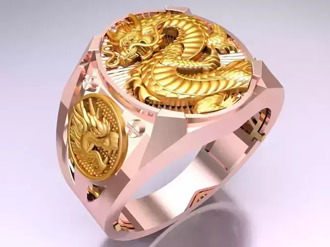 Dragon Ring - Mens Rings - N2355 3D print model