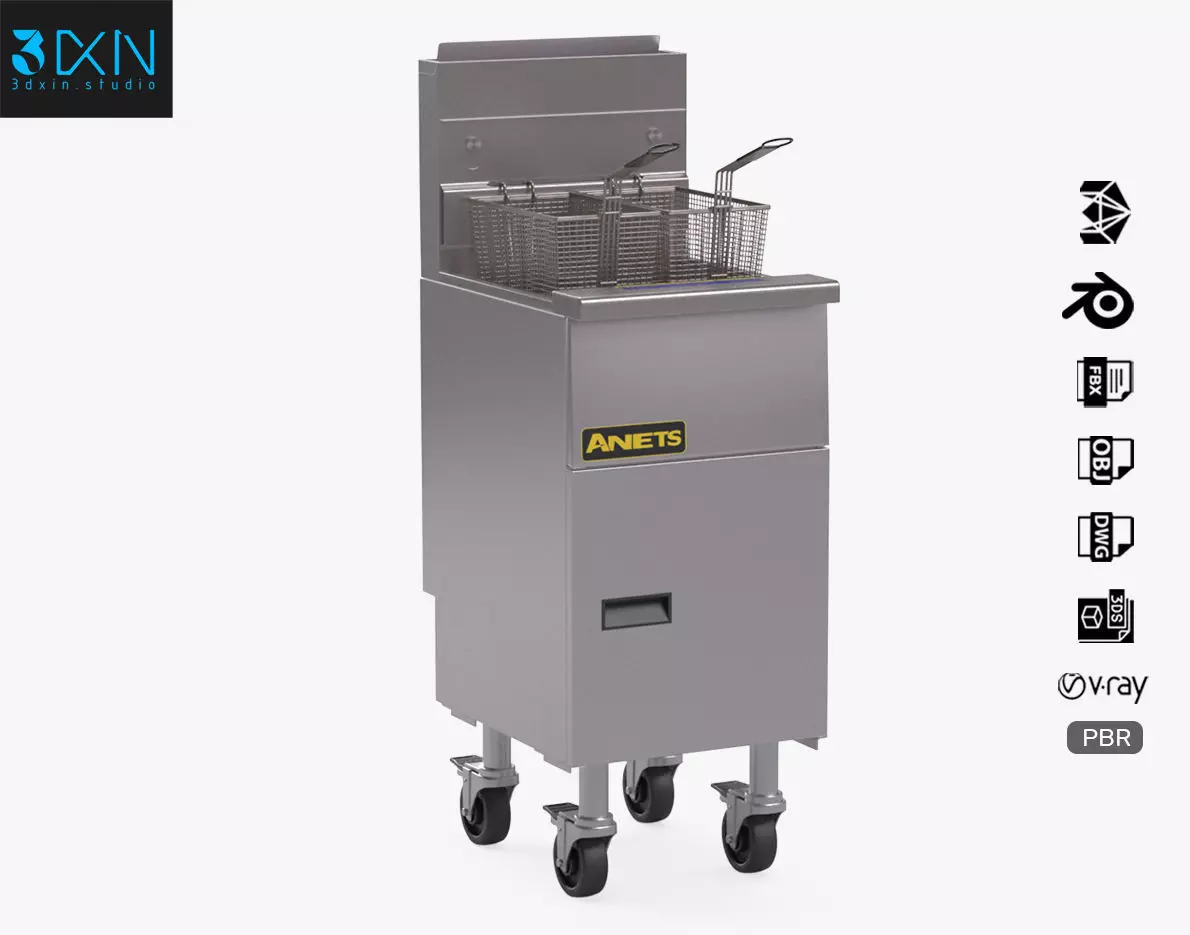 Anets Goldenfry Split Pot Fryer AGG14T 3D model_0