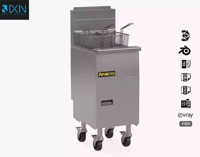Anets Goldenfry Split Pot Fryer AGG14T 3D model Anets Goldenfry Split Pot Fryer AGG14T 3D model