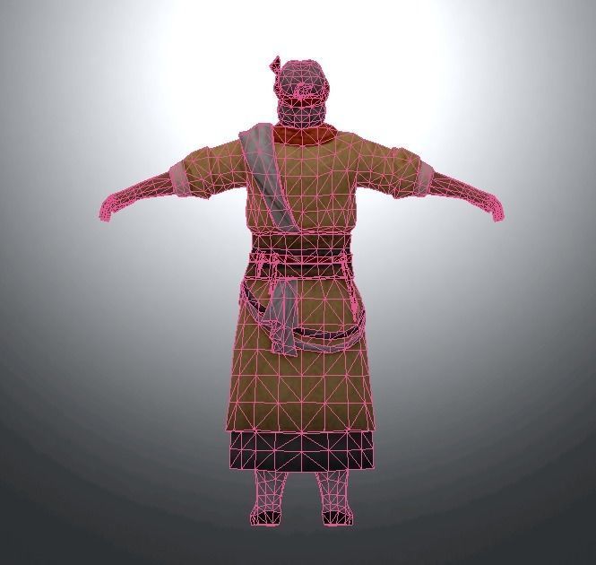 Ancient Asians people  old people Low-poly 3D model_6