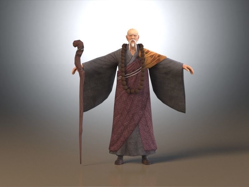 Ancient Asians people  old people Low-poly 3D model_7